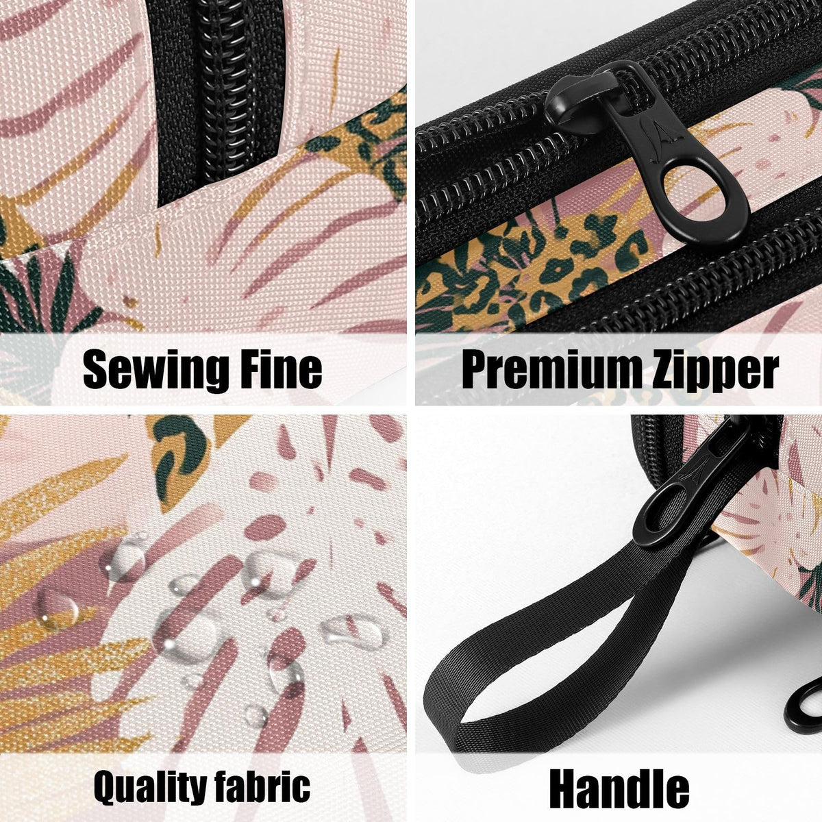 Fustylead Exotic Plants Nylon Pencil Bag Large Storage Pouch Pen Case Makeup Bag Simple Stationery