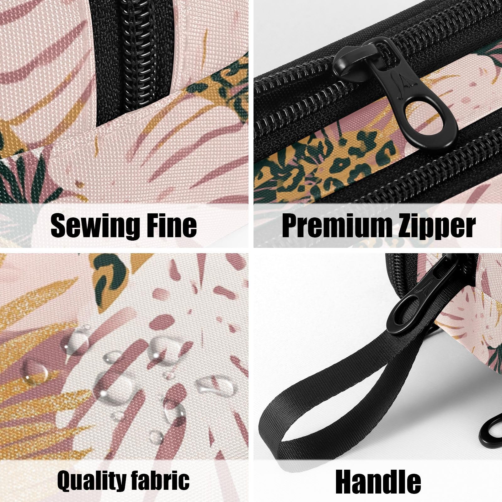 Fustylead Exotic Plants Nylon Pencil Bag Large Storage Pouch Pen Case Makeup Bag Simple Stationery