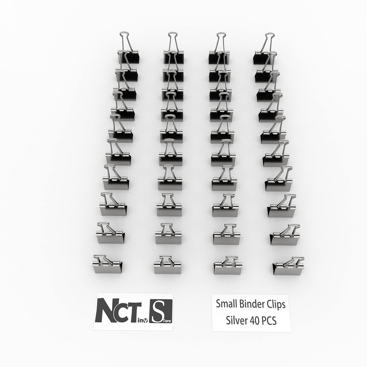 Nctinystore Binder Clips Small Metal Clamp 0.75 inch / 19 mm (Silver, 40 PCS)