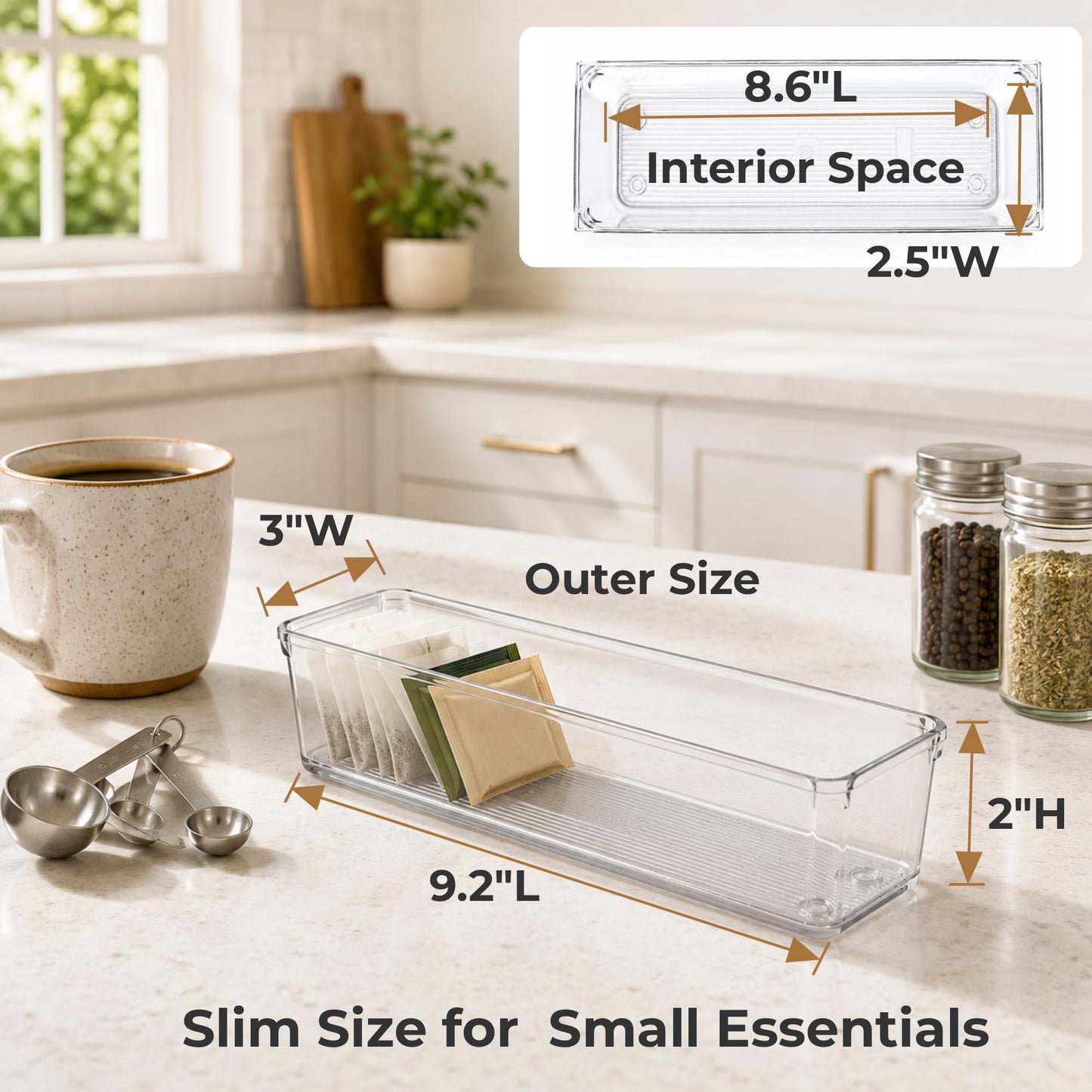 LotFancy 8 Pack Clear Plastic Drawer Organizer Bins, Small Item Organizers