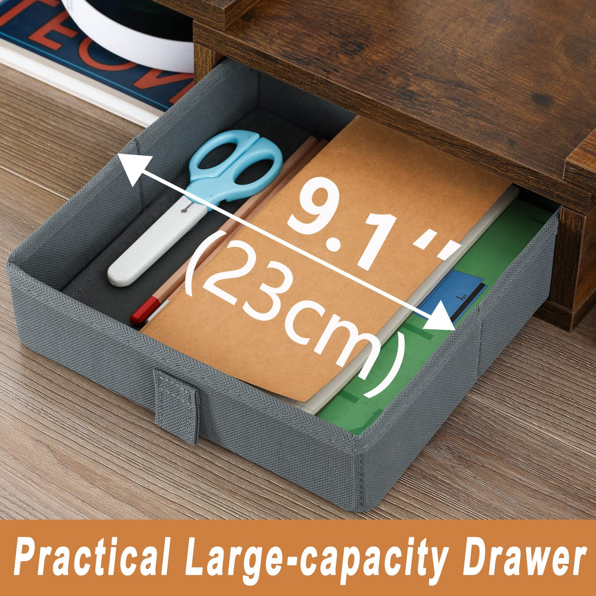 TEAMIX 3 Shelf Monitor Stand Riser With Drawer - Length and Angle Adjustable Dual Riser With