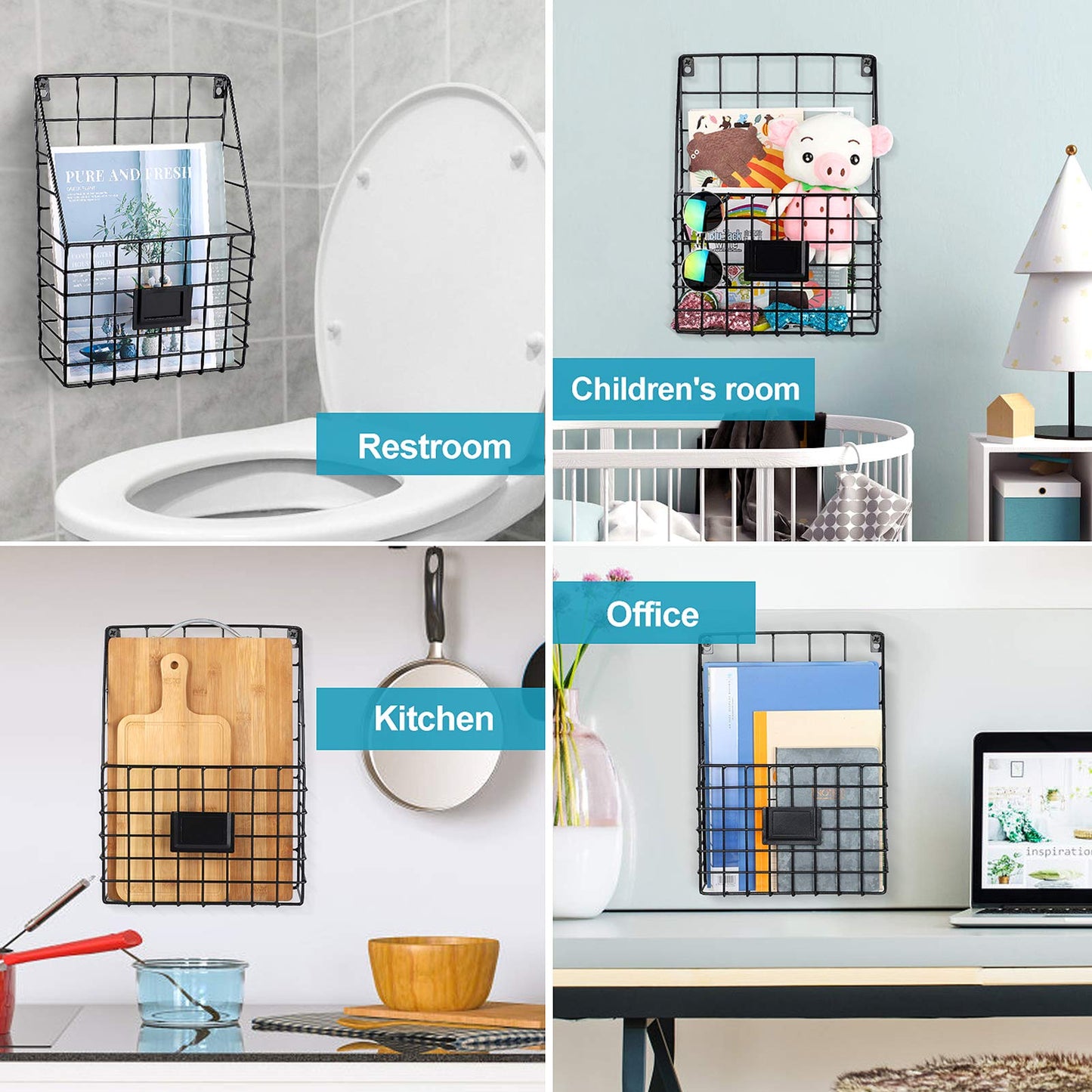 WantuSee Storage Racks, Metal Wire Wall Mounted Magazine Holder, Wall Hanging Organizer holder for