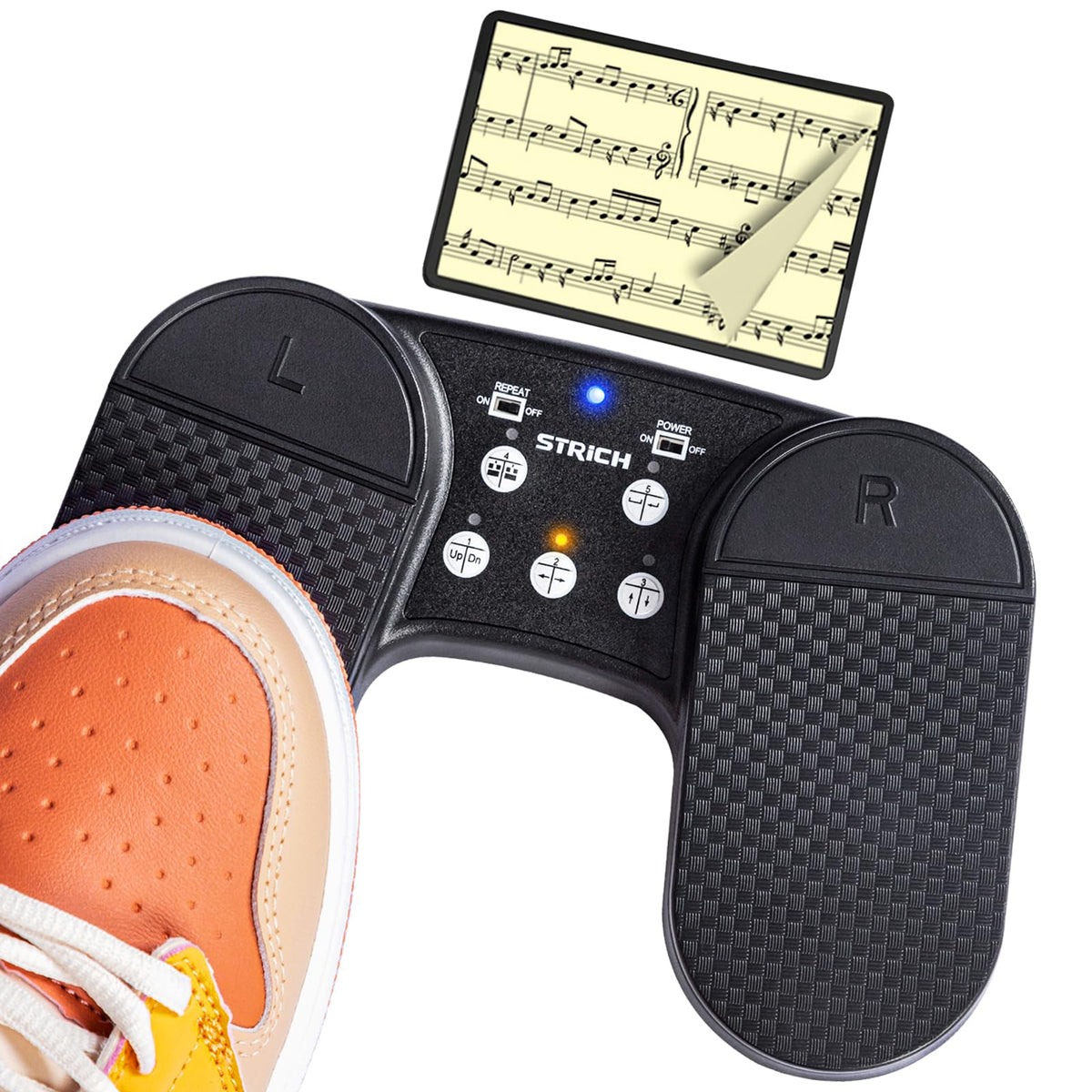 STRICH Wireless Page Turner Pedal for iPad, Rechargeable Foot Pedal, SPT-10