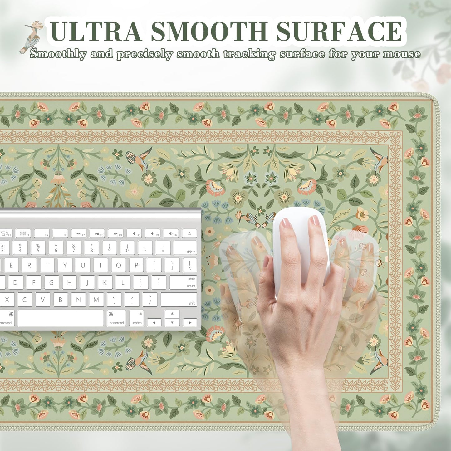 iCasso Desk Mat for Keyboard, Large Mouse Pad,35.4x15.7in,Light Green