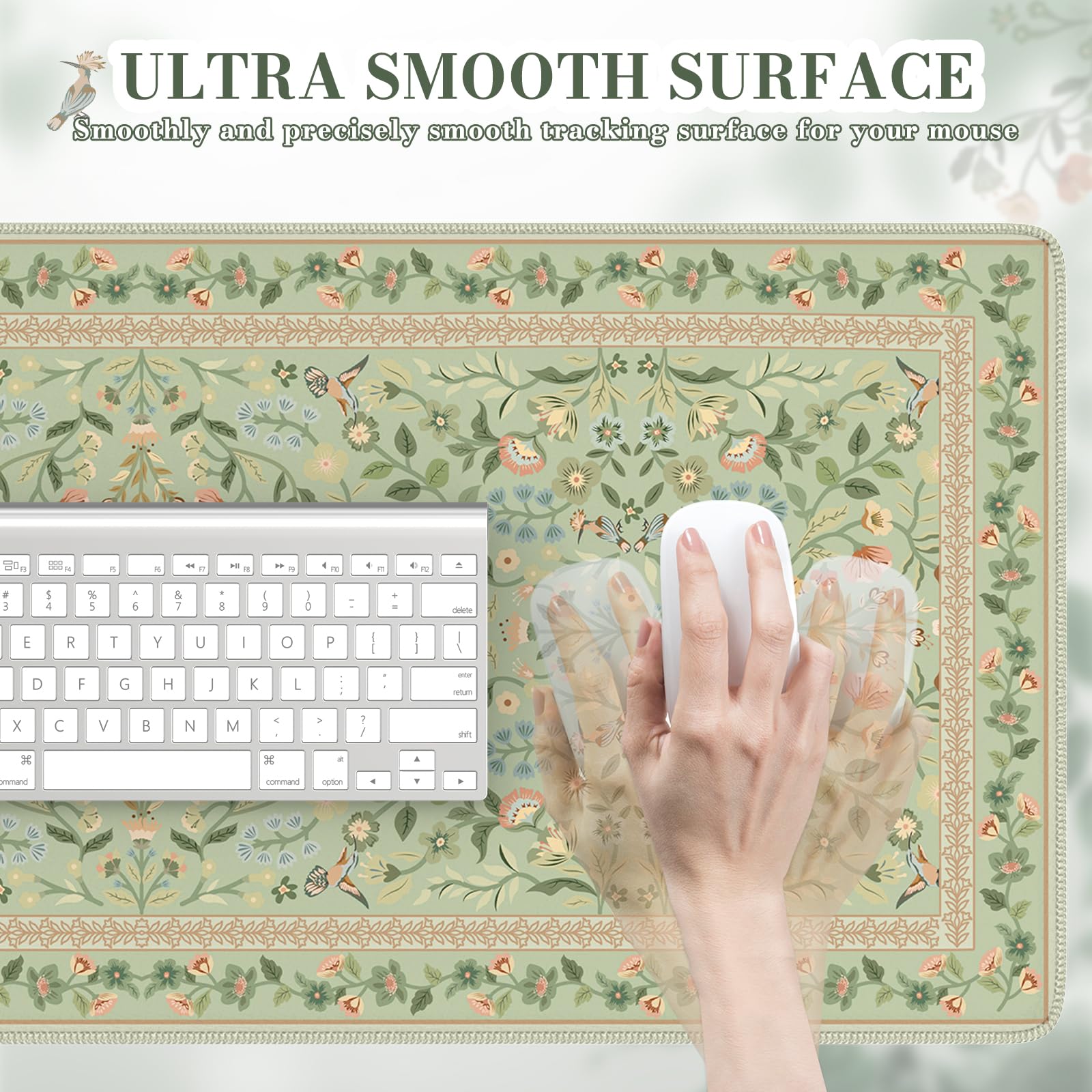 iCasso Desk Mat for Keyboard, Large Mouse Pad,35.4x15.7in,Light Green