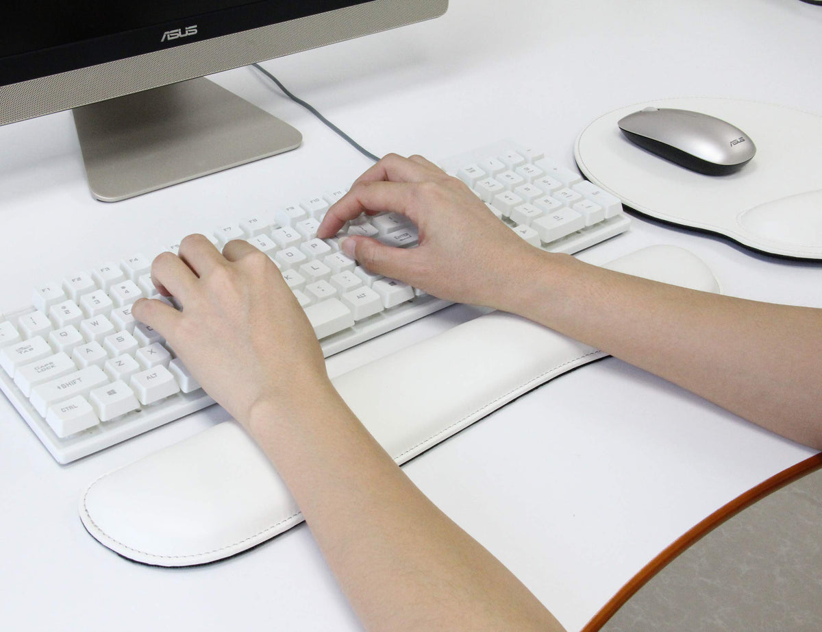 RICHEN Ergonomic PU Leather Keyboard Wrist Rest and Mouse Pad with Wrist Support, Memory Foam Set