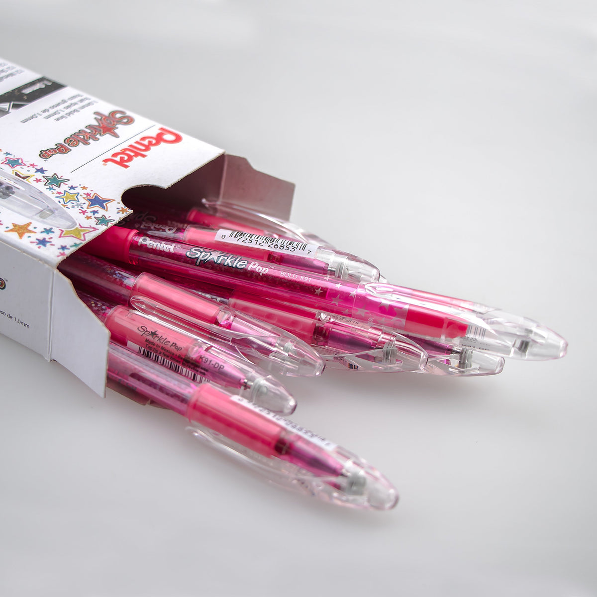 Pentel Sparkle Pop Metallic Gel Pen, (1.0mm) Bold Line, Pink, Box of 12 Pens (K91-DP)