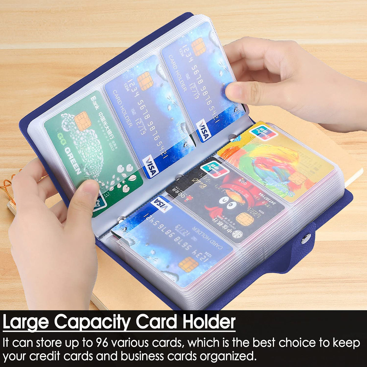 angimi Business Card Organizer with 96 Cards，Credit Card Holder for Men & Women Rfid