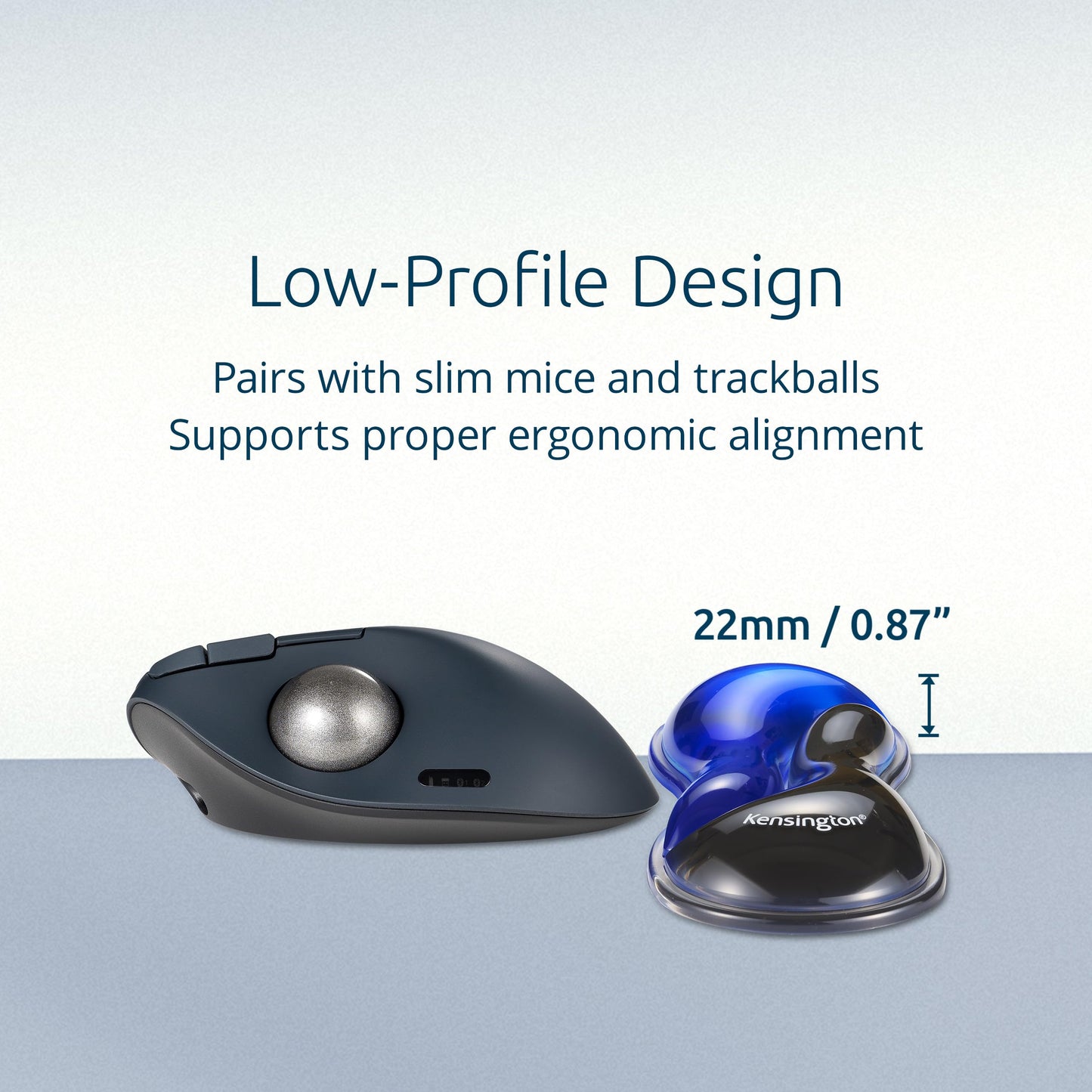 Kensington Slim Duo Gel Mouse Wrist Rest Support Cushion for Low Profile Mice & Trackballs
