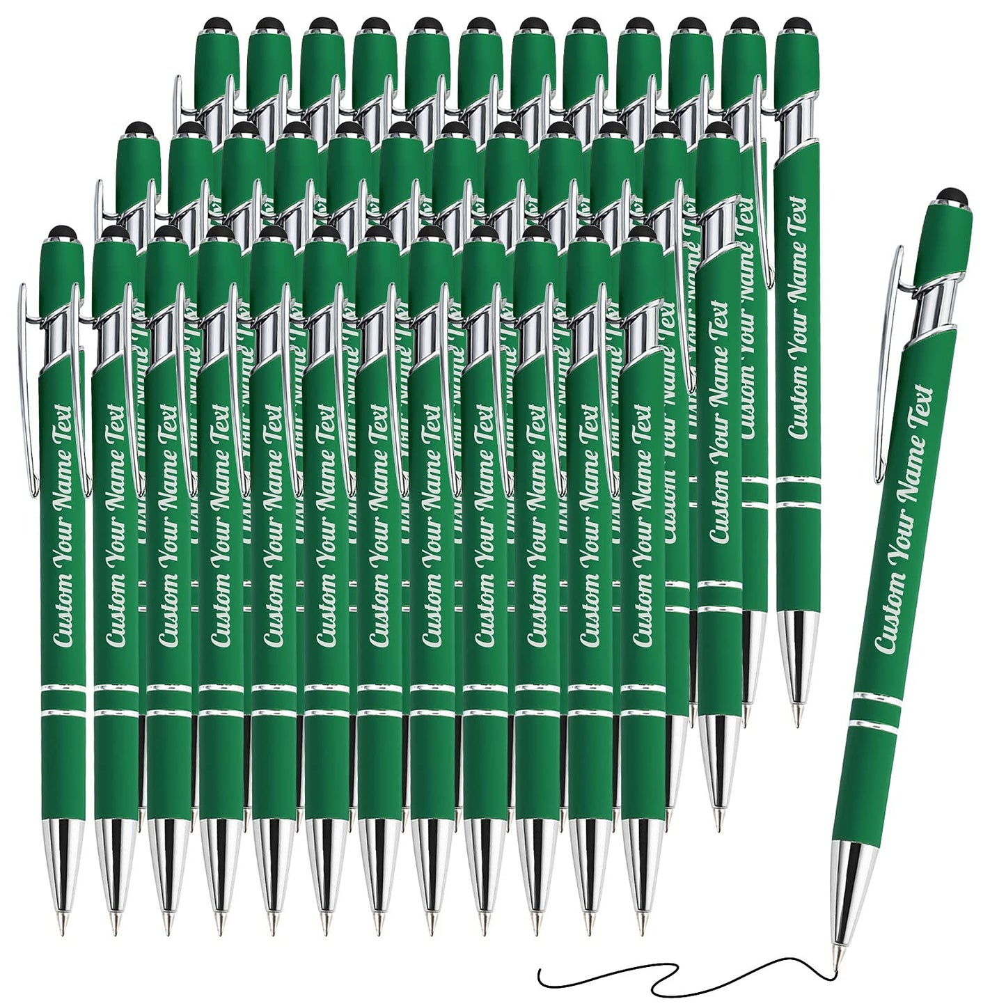 36PCS Personalized Pens Bulk with Name Free Engraving,Custom Ballpoint Pens with Stylus,Engraved