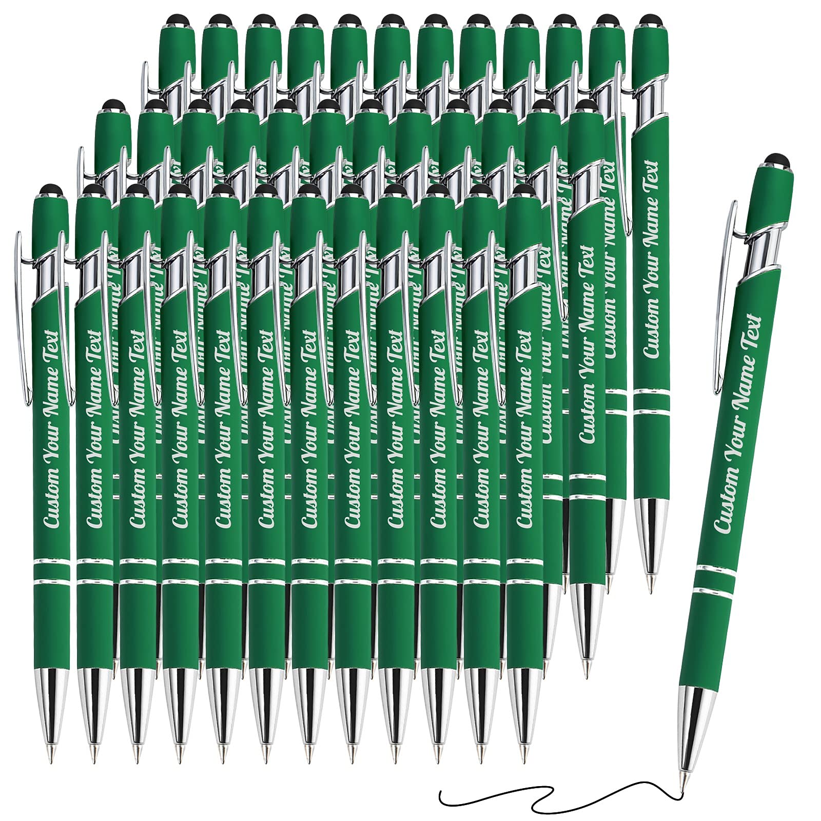 36PCS Personalized Pens Bulk with Name Free Engraving,Custom Ballpoint Pens with Stylus,Engraved