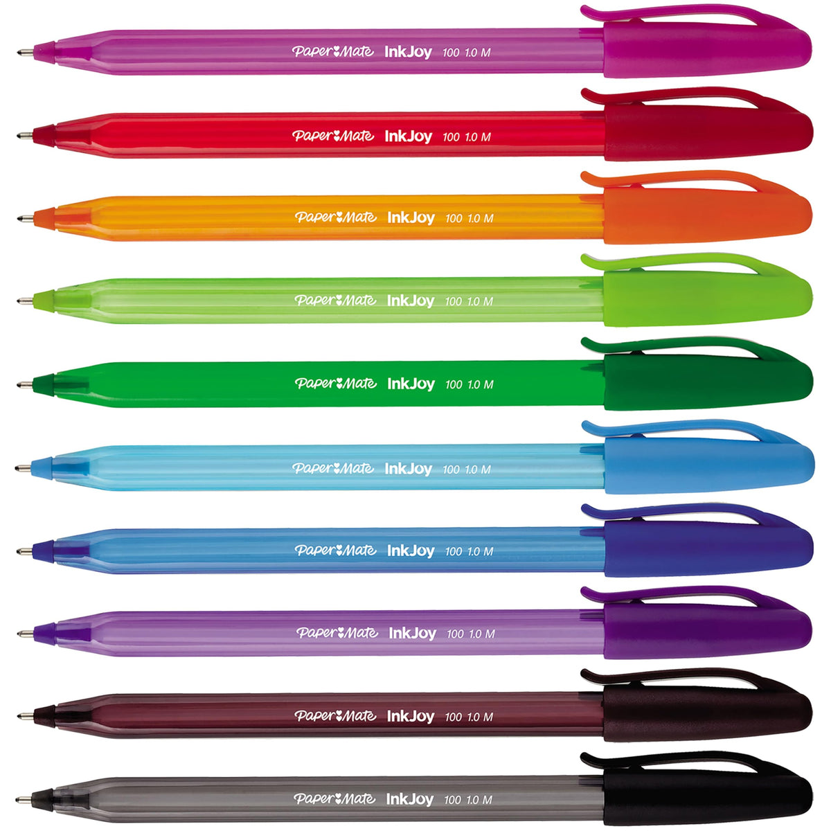 Paper Mate InkJoy 100ST Ballpoint Pens, Medium Point (1.0 mm), Assorted Fun Colours, 27 Count