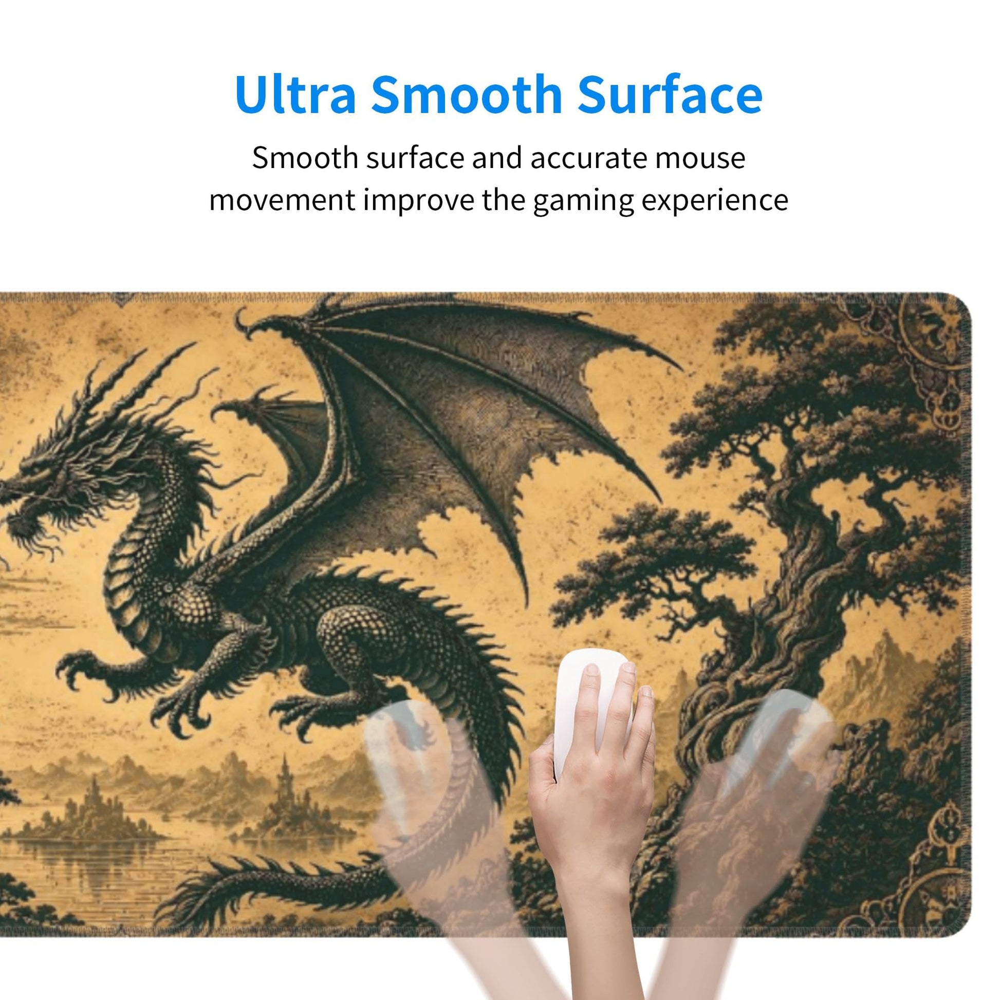Dragon Mouse Pad XL Large Mousepad Non Slip Rubber Base Desk Mat for Laptop Computer Gaming 31.5" X