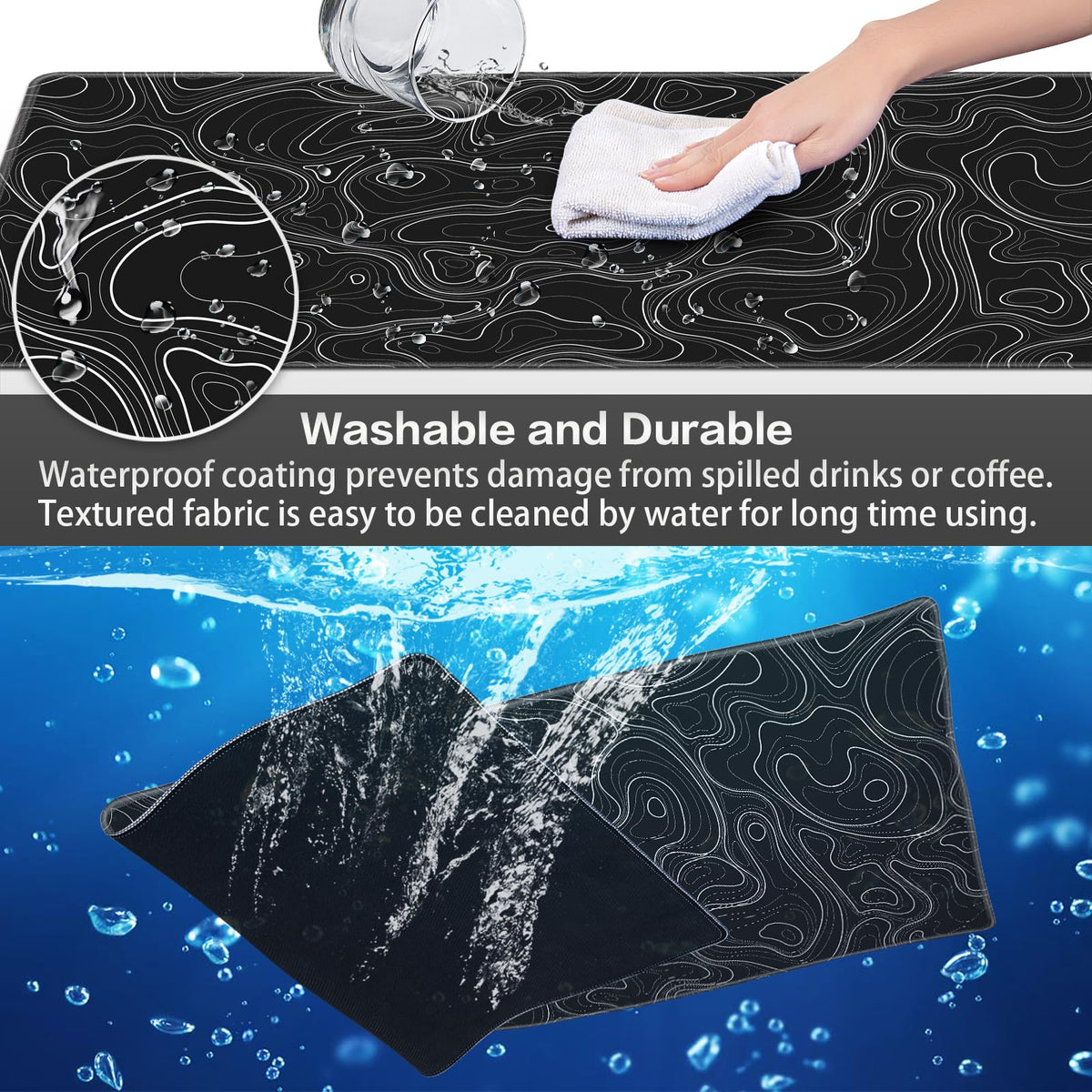 Canjoy Gaming Mouse Pad, 35.4x15.7in Topographic Large Mouse Pads for Desk