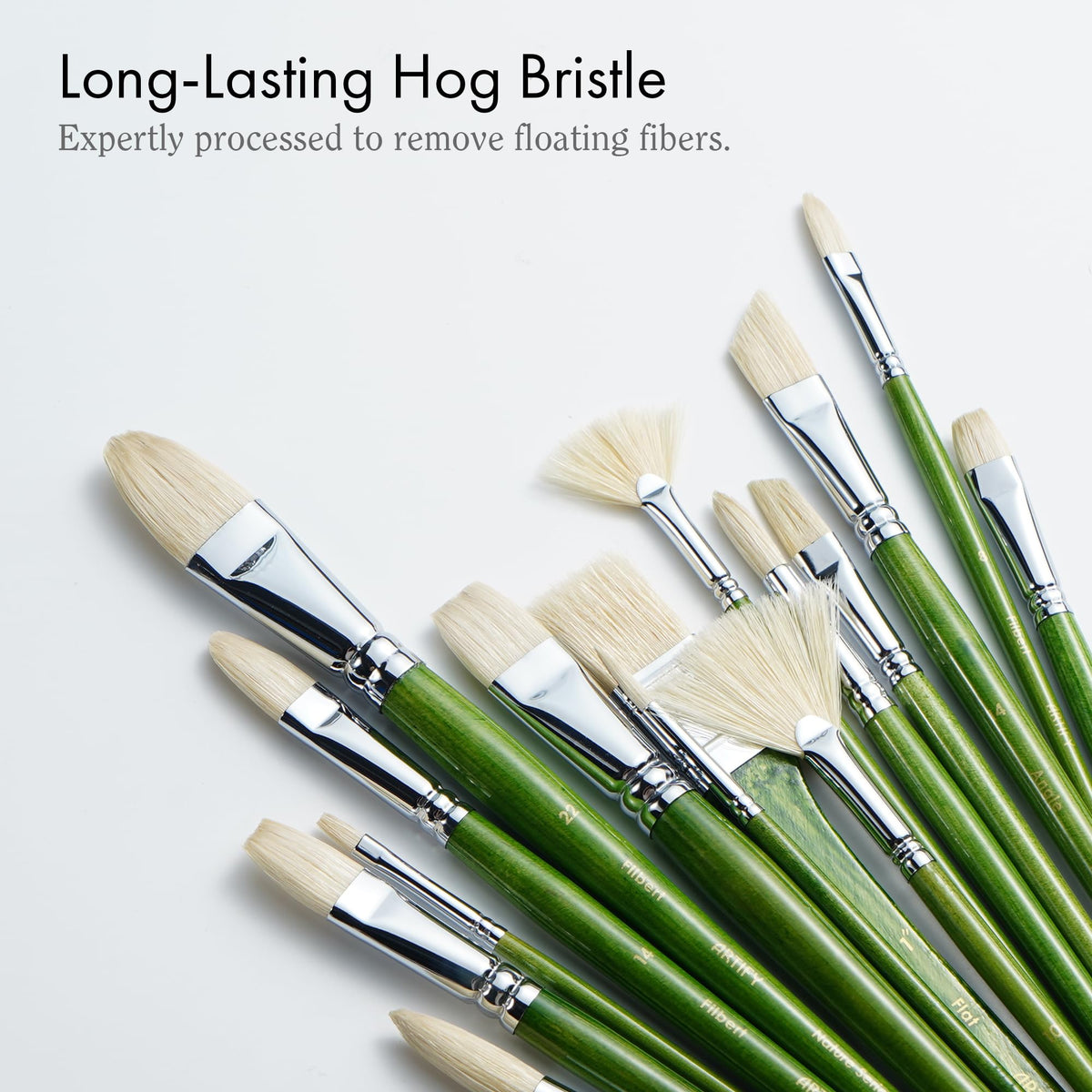 ARTIFY 15-Piece Professional Oil Paint Brush Set - Natural Hog Bristle, No-Shedding, Handcrafted by