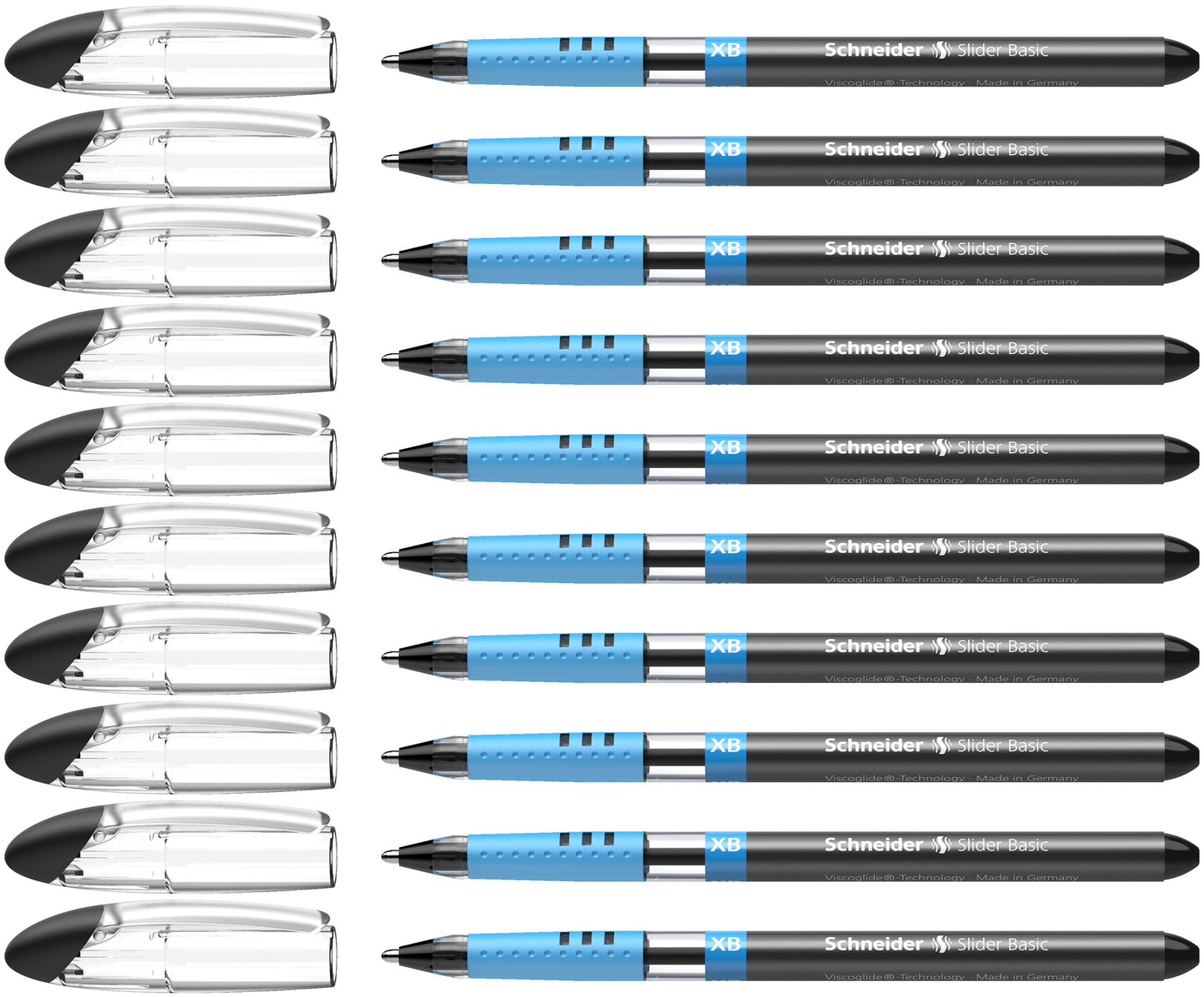 Schneider Slider Basic XB (Extra Broad) Ballpoint Pen, 1.4 mm, Transparent Barrel, Black Ink, Box