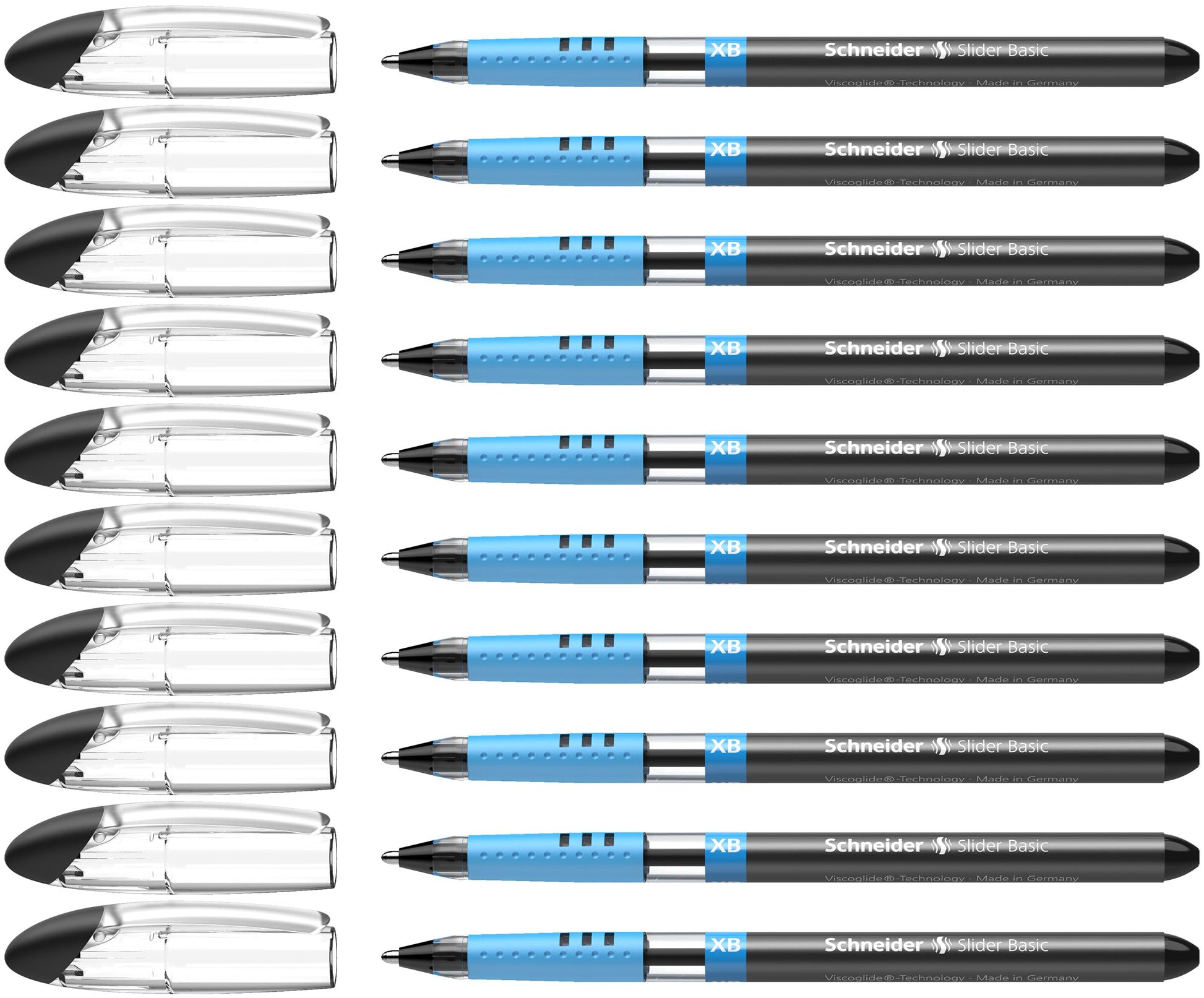 Schneider Slider Basic XB (Extra Broad) Ballpoint Pen, 1.4 mm, Transparent Barrel, Black Ink, Box