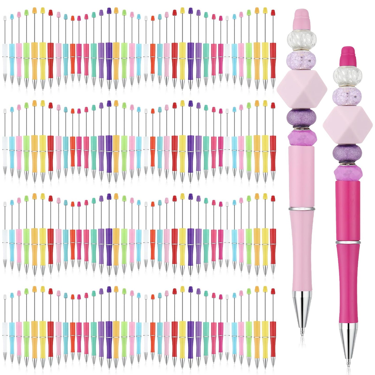 Kosiz 150 Pcs Plastic Beadable Pen Bulk, Candy Colors