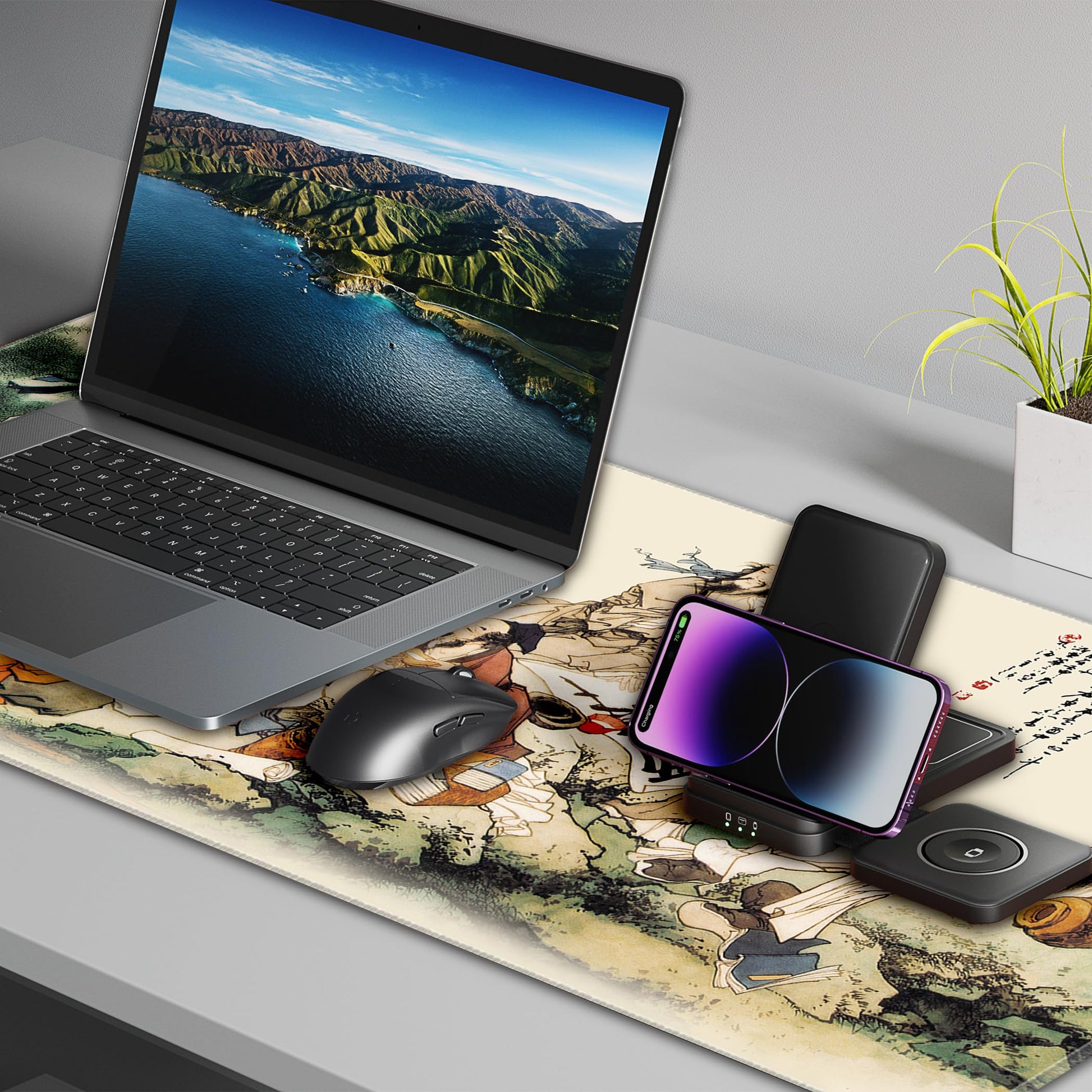 LL-COEUR XXL Landscape Gaming Mouse Pad Computer Keyboard Mat Office Desk Pad (Eight Immortals