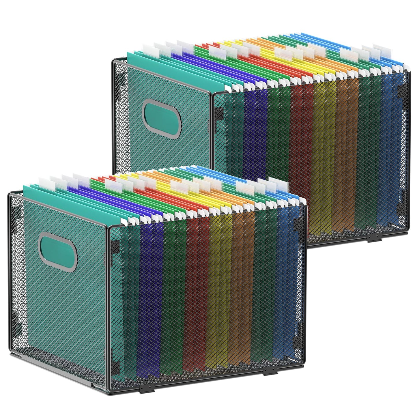 samstar 2 Pack Hanging File Organizer, Mesh File Folder Box Filing Box File Cabinet Organizer