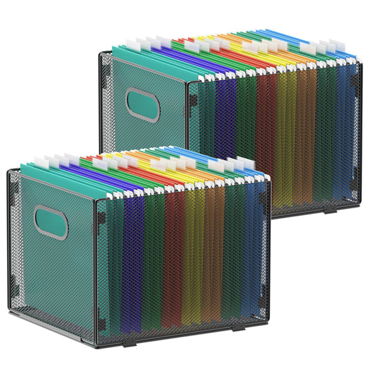 samstar 2 Pack Hanging File Organizer, Mesh File Folder Box Filing Box File Cabinet Organizer