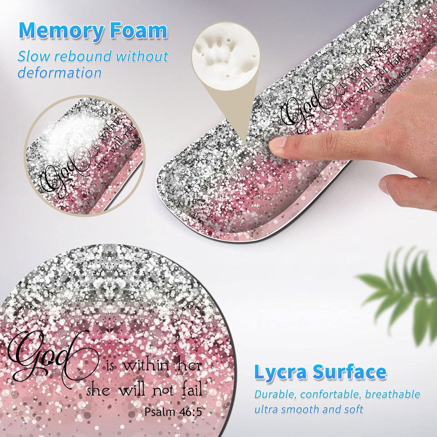 BEOTIWAD Keyboard and Mouse Wrist Rest Set,Pink Glitter Bible