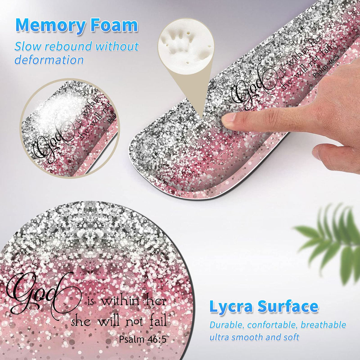 BEOTIWAD Keyboard and Mouse Wrist Rest Set,Pink Glitter Bible