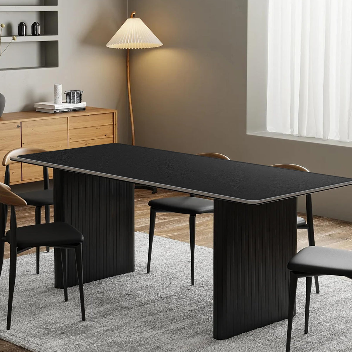 Chihein 67" x 24" 4XL PU Leather Desk Mat (Black/Gray), Huge Mouse Pad, Dual Sided Desk Pad