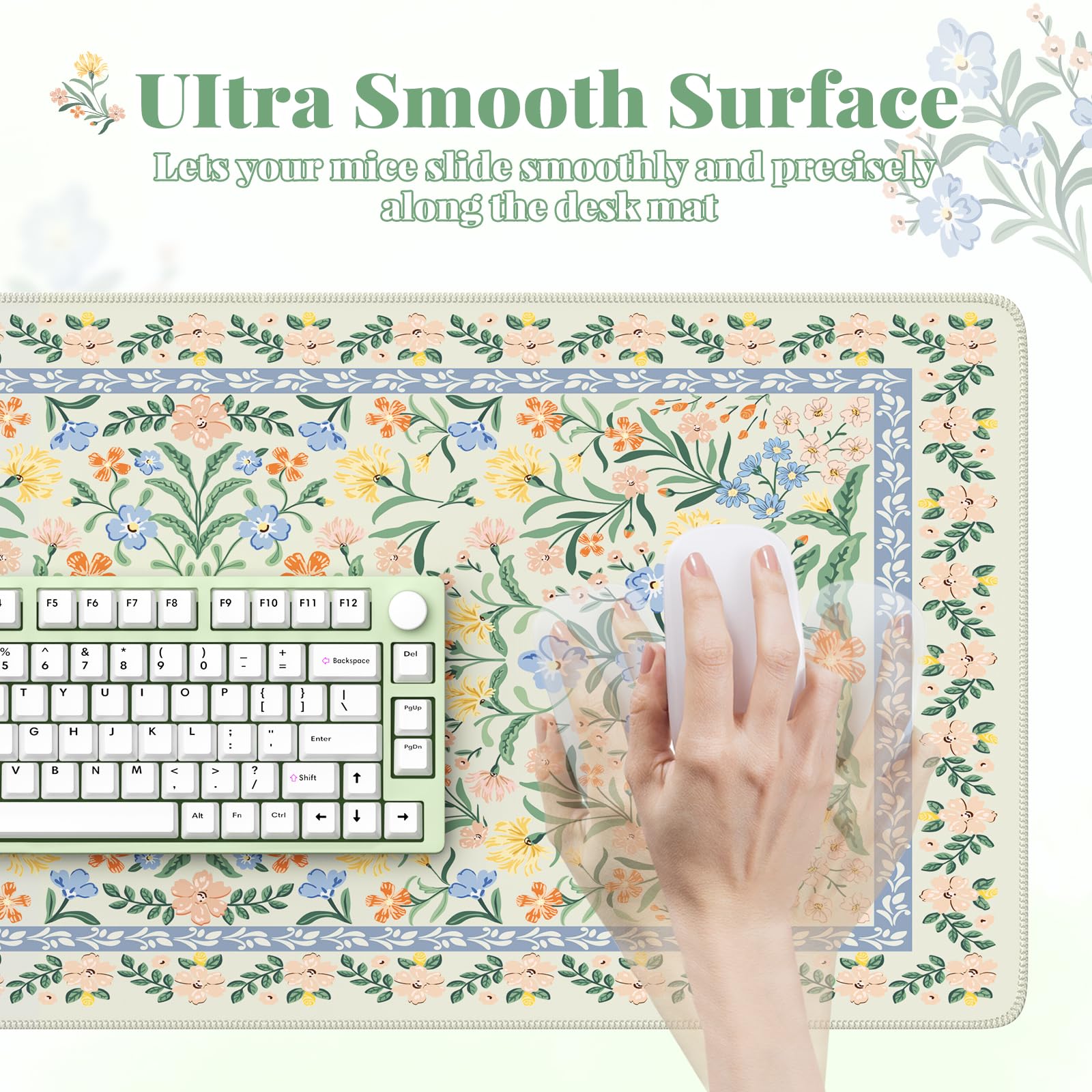 HAOCOO Large Desk Pad for Keyboard and Mouse, Non-Slip Office Mat(Green)