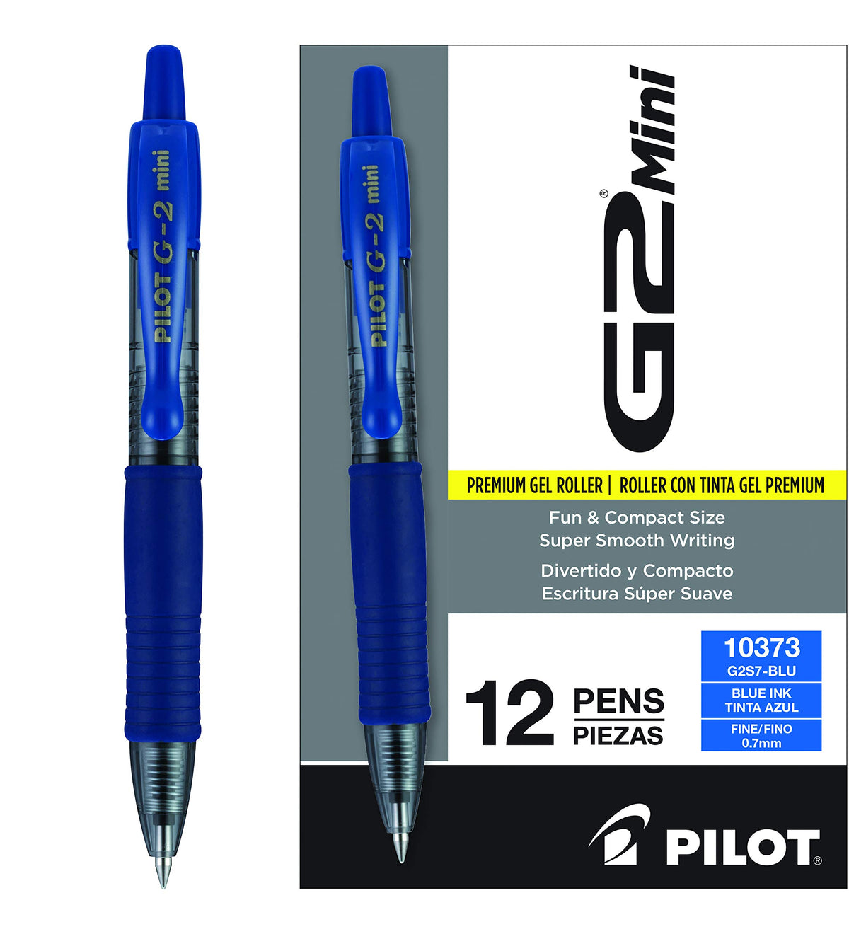 PILOT G2 Premium Rolling Ball Gel Pens, Fine Point 0.7mm, Blue Ink, 12-Pack