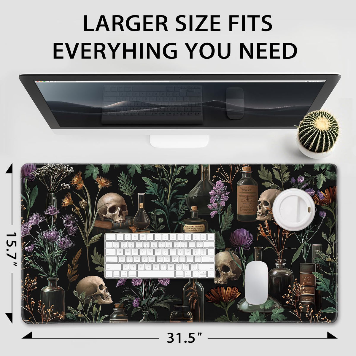 Mcapirivo Goth Floral Mystical Large Gaming Mouse Pad Desk Mat 31.5"x15.7"