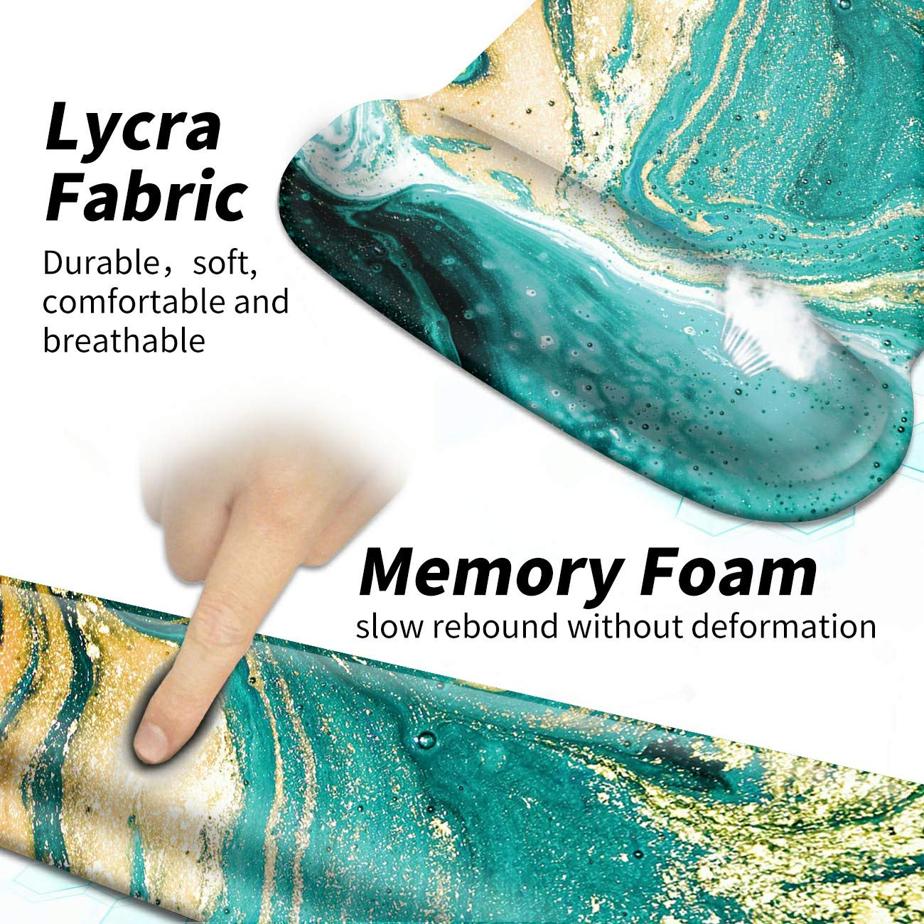 Wrist Rest for Computer Keyboard and Mouse Pad with Wrist Support Gel Teal Marble Ergonomic