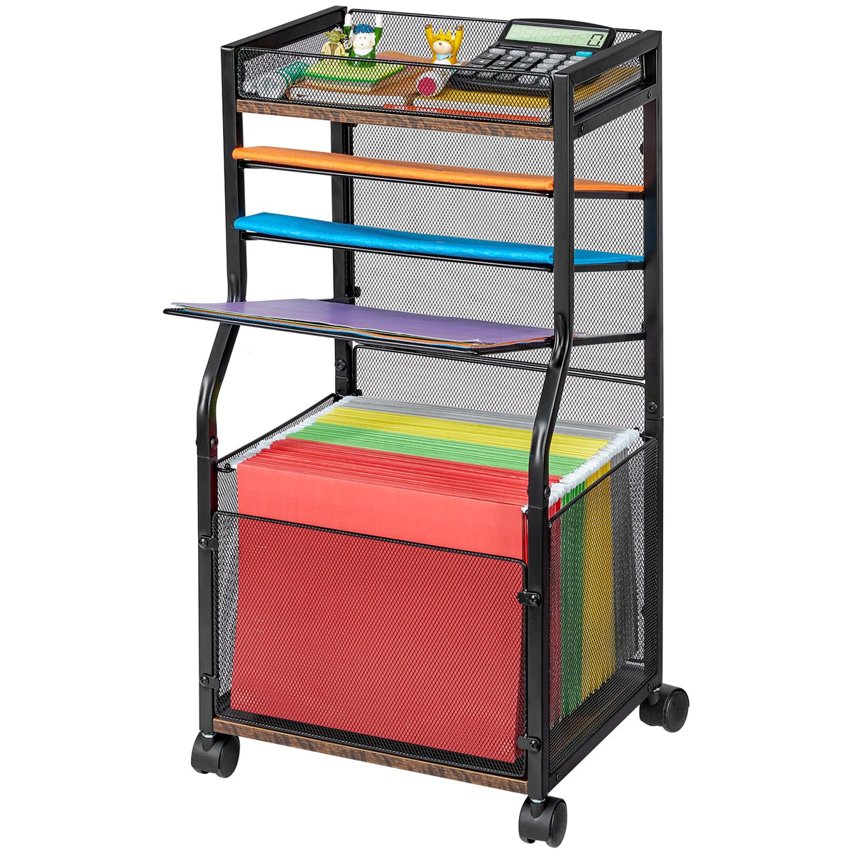 3IngSeagulls Rolling File Cart, 5-Tier Mobile Filing Cabinet on Lockable Wheels, Under Desk