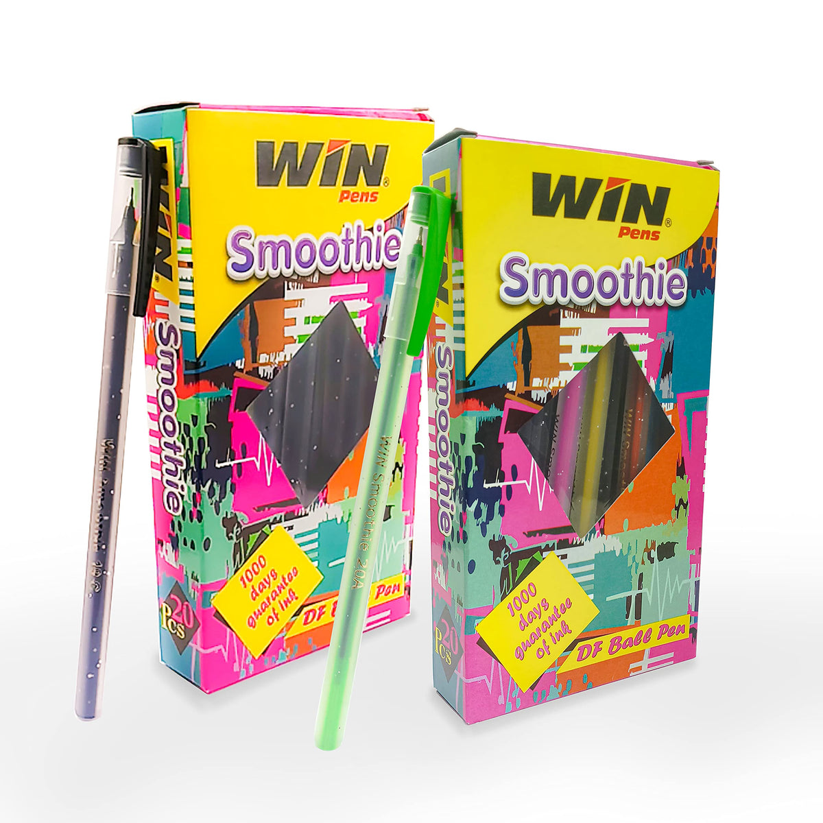 WIN Smoothie Ball Pens | 40 Pens (20 Blue Ink & 20 Black Ink) | 0.7 mm Tip | Comfortable Writing |