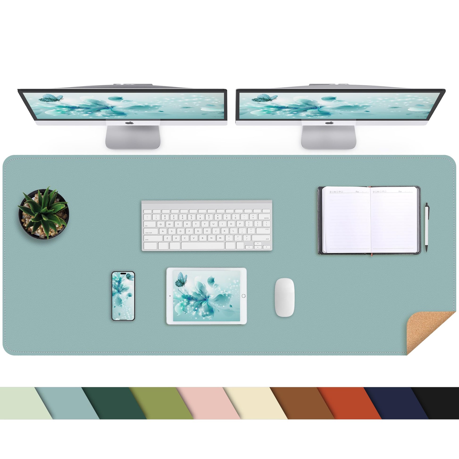 AFIING Cork Desk Mat 47" x 23.6", Dual-Sided Natural Cork & PU Leather Desk Pad, Non-Slip