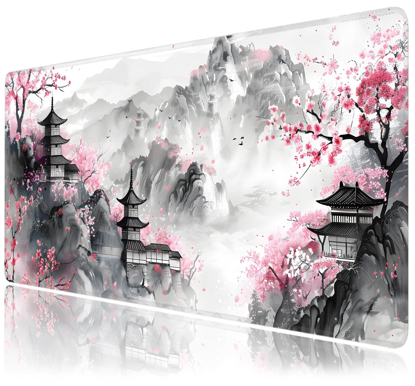 Japanese Cherry Blossom Large Mouse Pad,Gaming Keyboard Desk Pad,Extended Mouse Mat Non-Slip Rubber