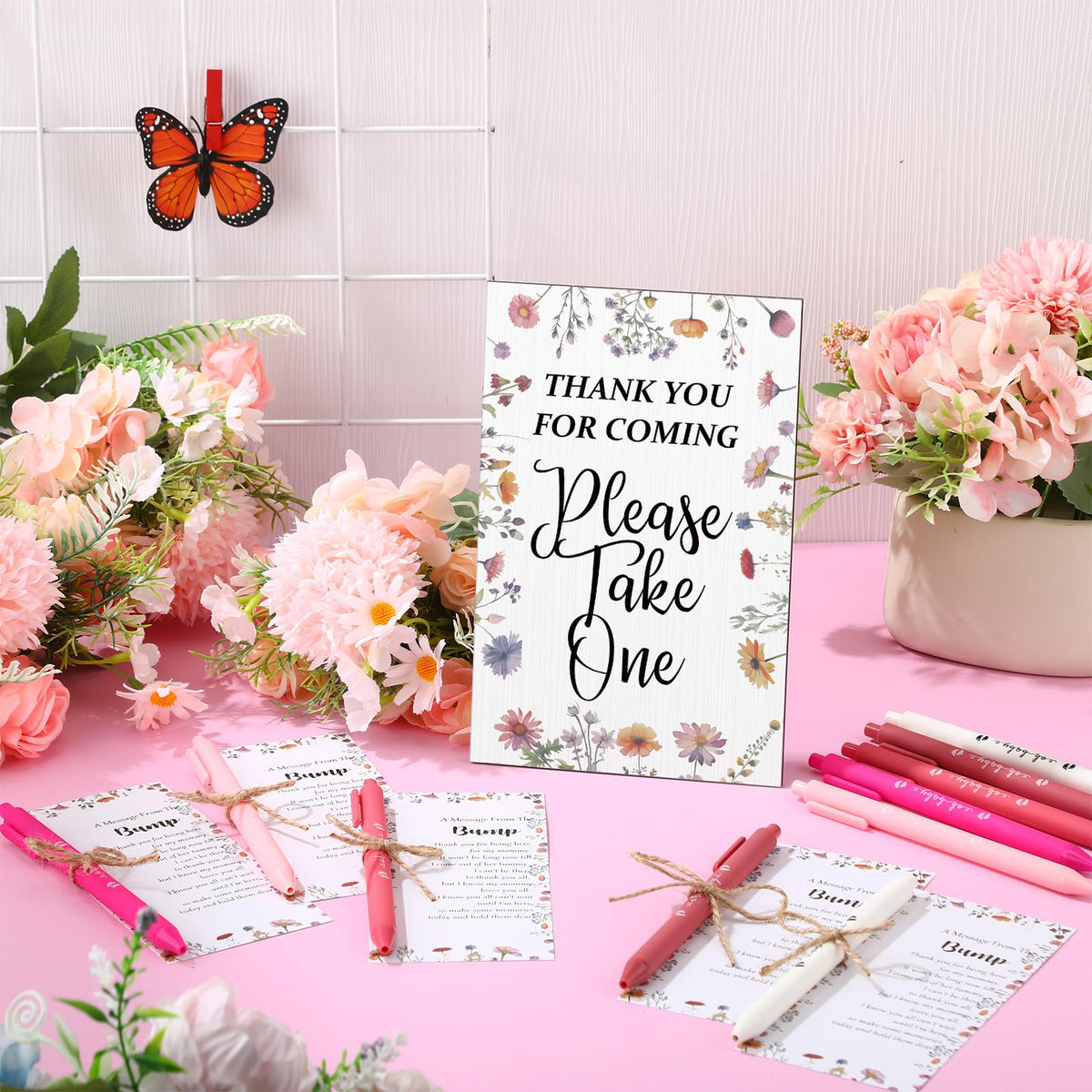 Sintuff 50 Set Baby Shower Party Favors for Guests, Pink, Wild Flower
