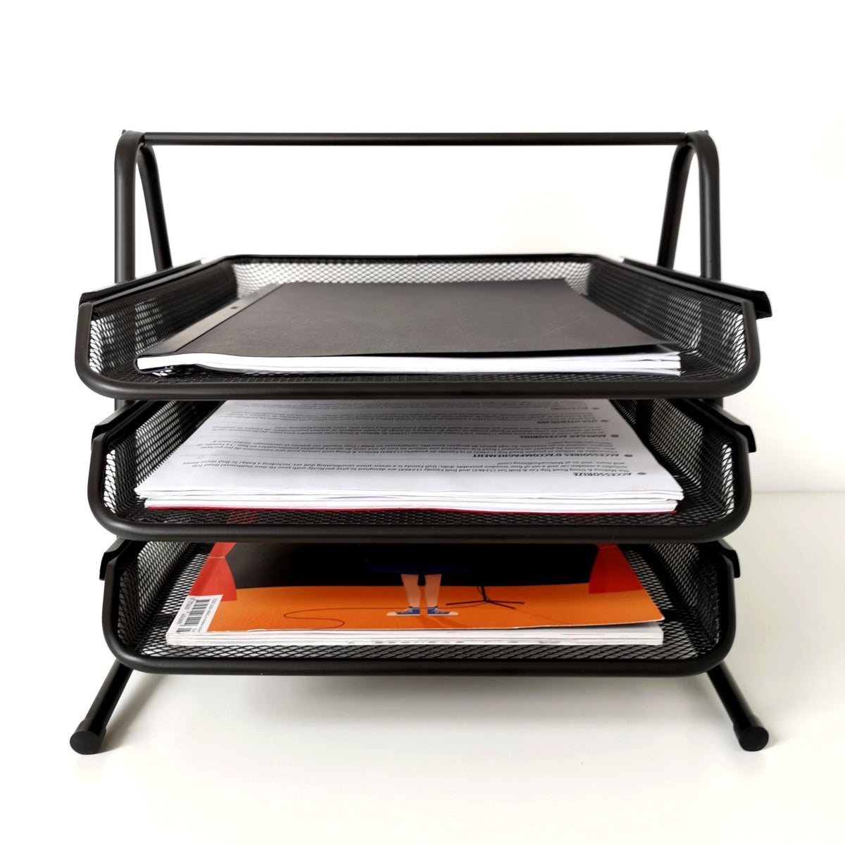 D.RECT Drawers for Documents 3 Pieces Metal Mesh Black, One Size, 007610