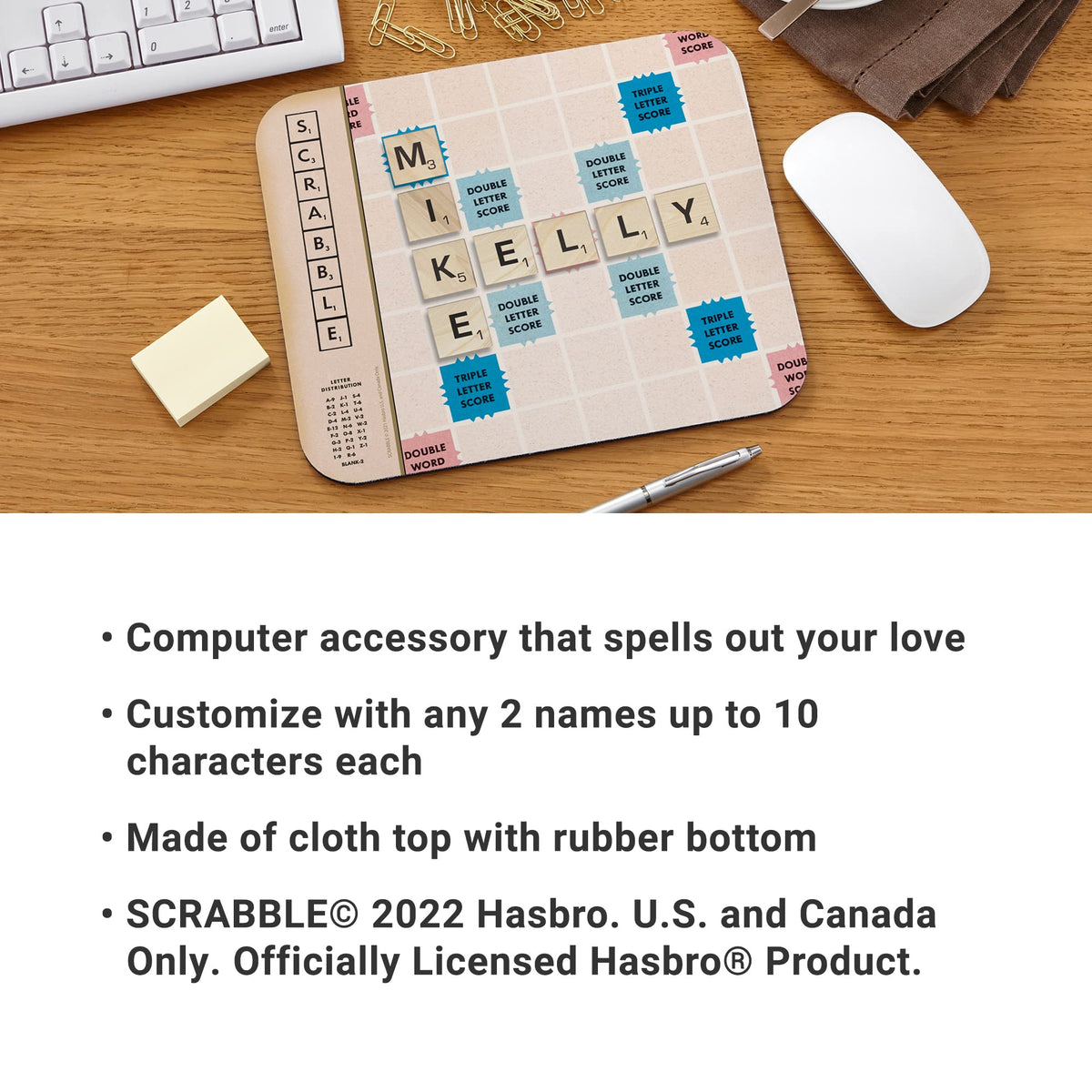 Let's Make Memories Personalized Scrabble Couple Mouse Pad- Computer Accessory- for Office or Home