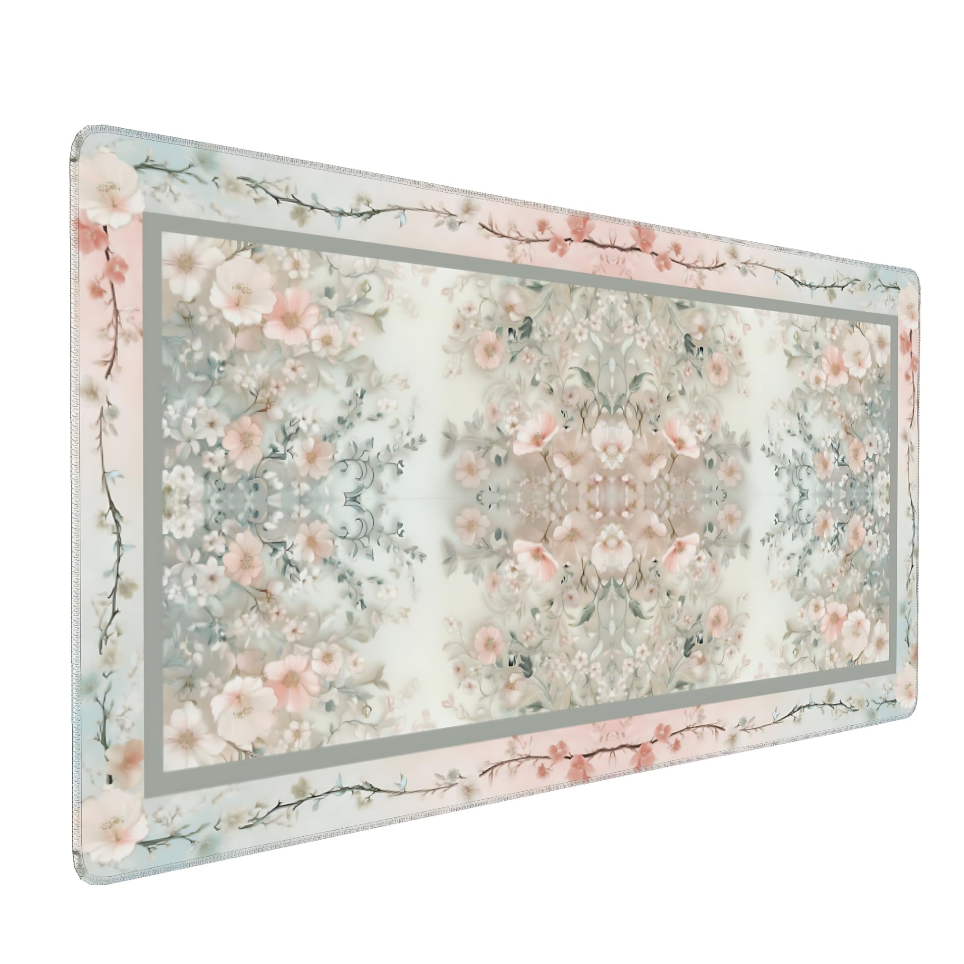 Cute Floral Aesthetic Daisy Gaming Mouse Pad, Morandi Rug Desk Mat with Anti-Slip Base & Stitched