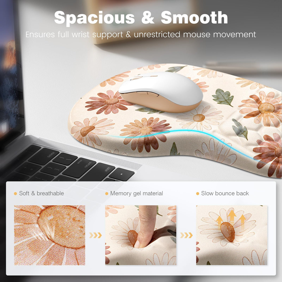 Ospelelf Keyboard Wrist Rest and Mouse Pad Set, Ergonomic Memory Foam Wrist Support, Aesthetic Desk