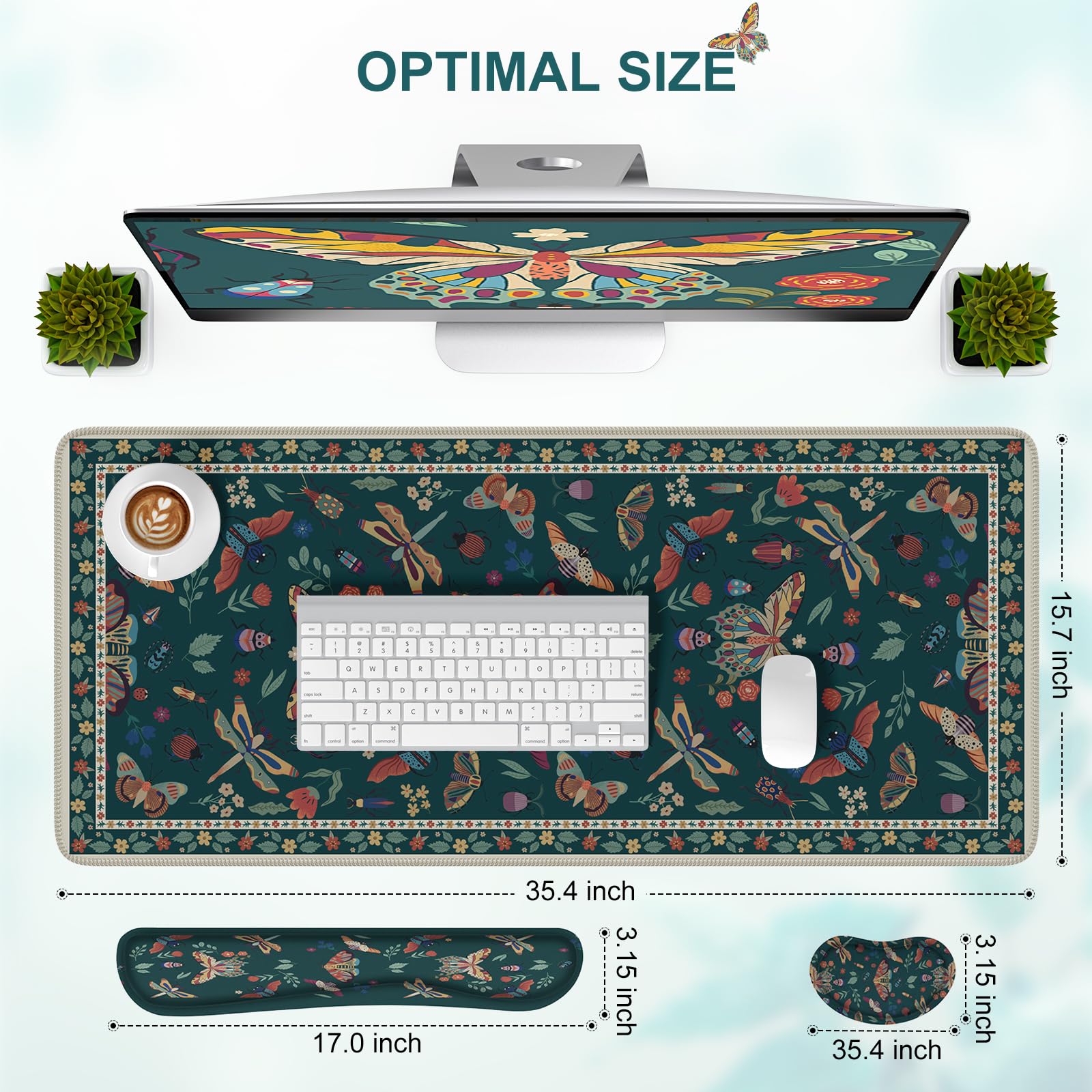 iCasso Large Mouse pad for Desk, Computer Desk Mat, 3Pcs XXL Keyboard and Mouse Pad + Keyboard