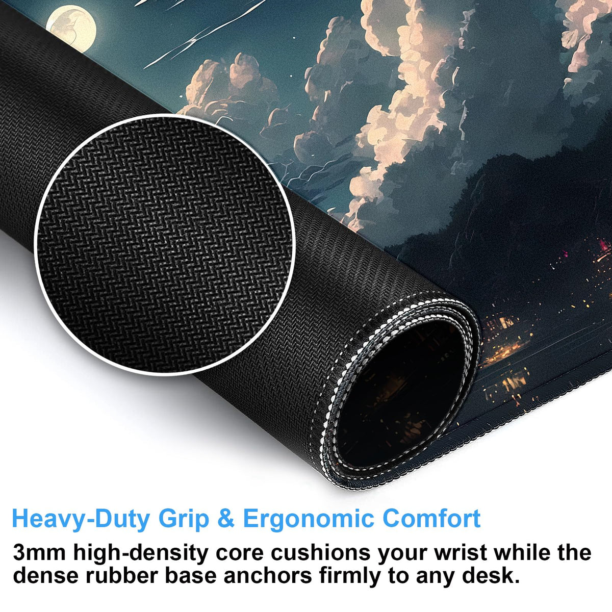 Moonlit Night Desk Mat, Starry Sky XXL Large Gaming Mouse Pad 31.5x15.7 in