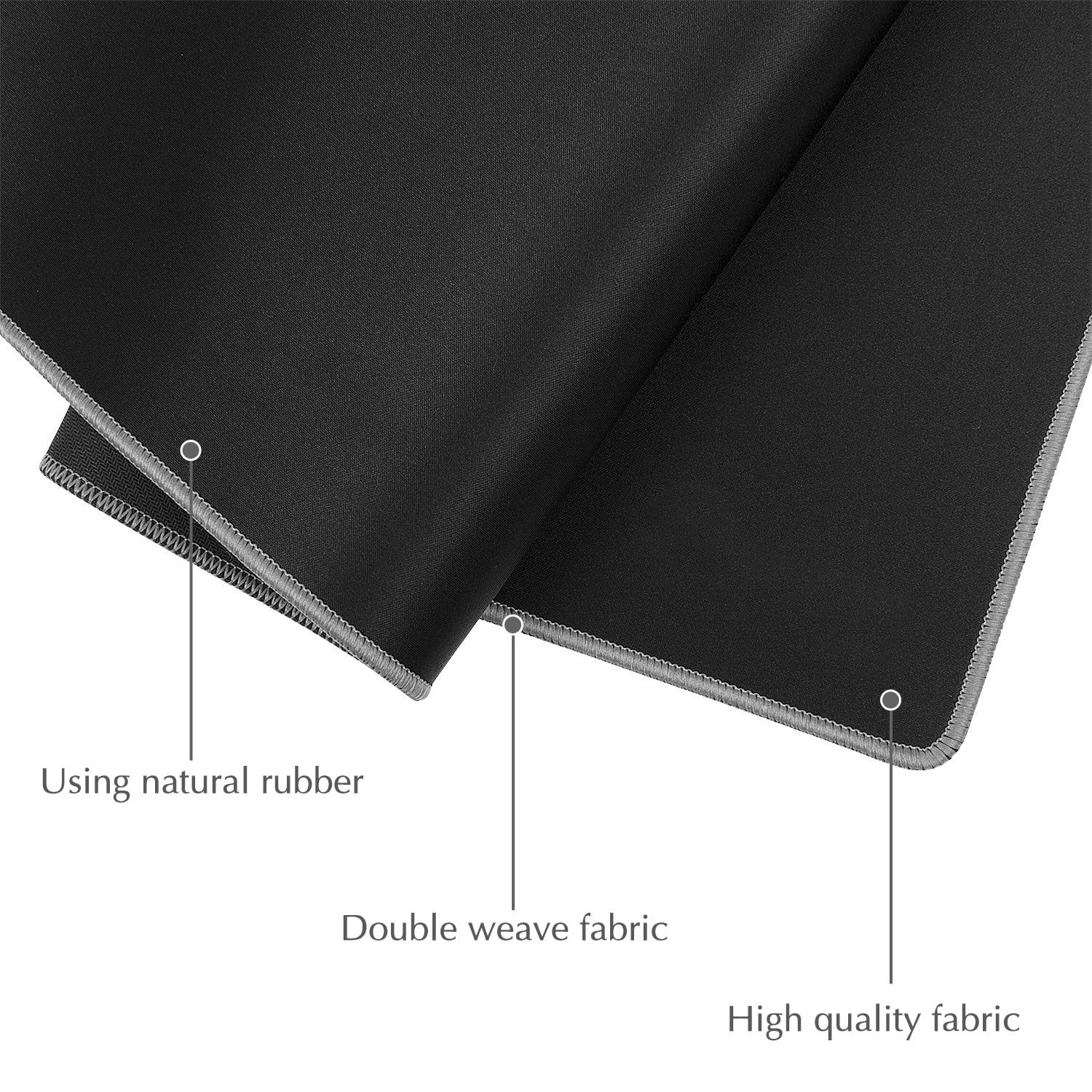 JIALONG Large Gaming Mouse Pad, Extended Mousepad with Grey Stitched Edges, XXL Desk Mat, Big