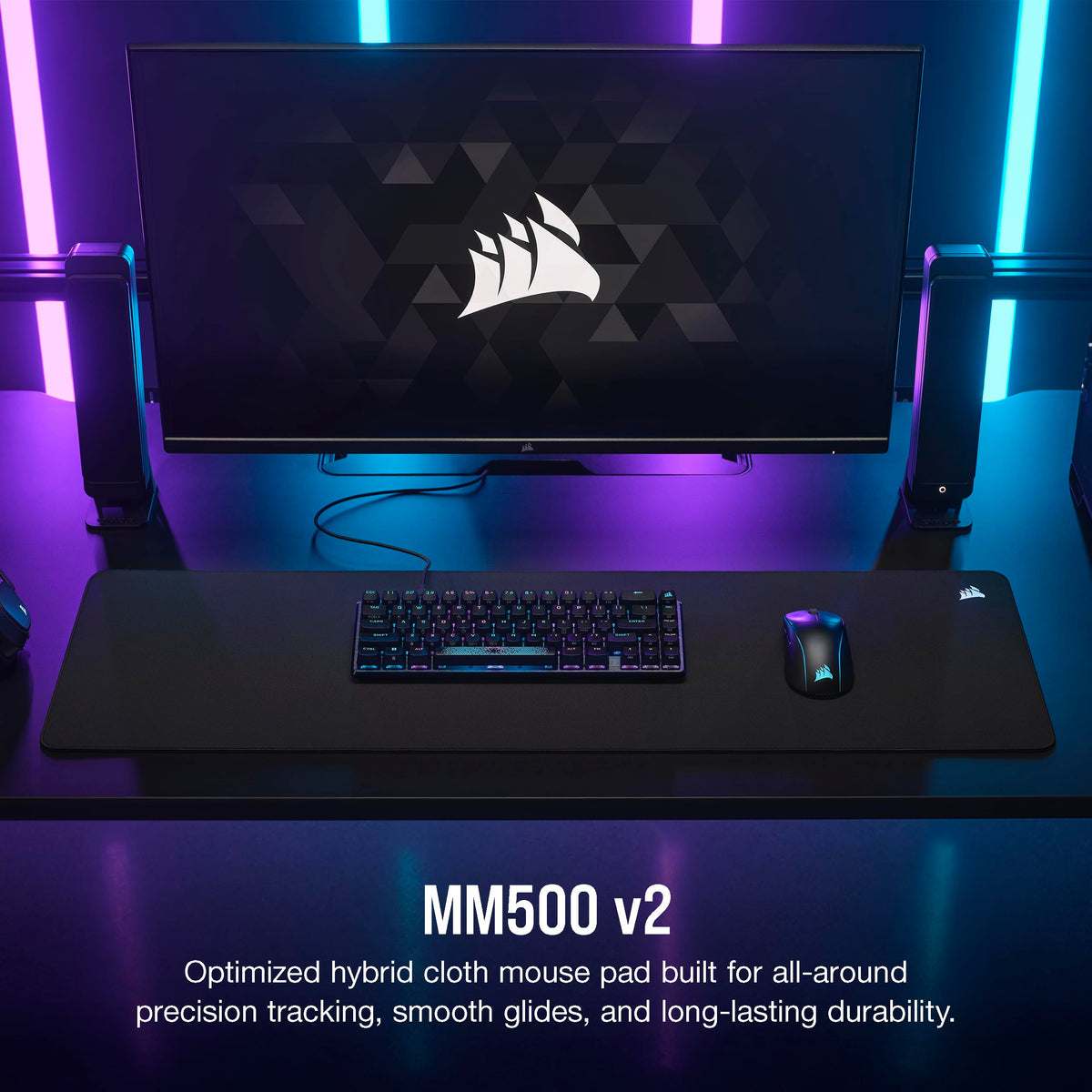 Corsair MM500 v2 Hybrid Cloth Gaming Extended Mouse Pad – 93cm x 30cm – Spill-Proof Coating