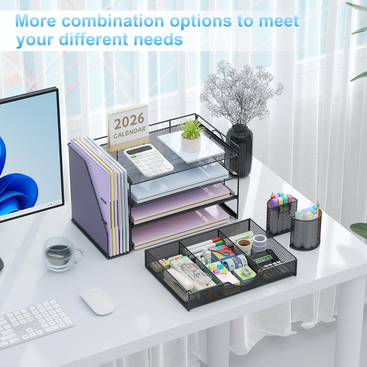 gianotter Metal Mesh Desk Organizers and Accessories with File Holder