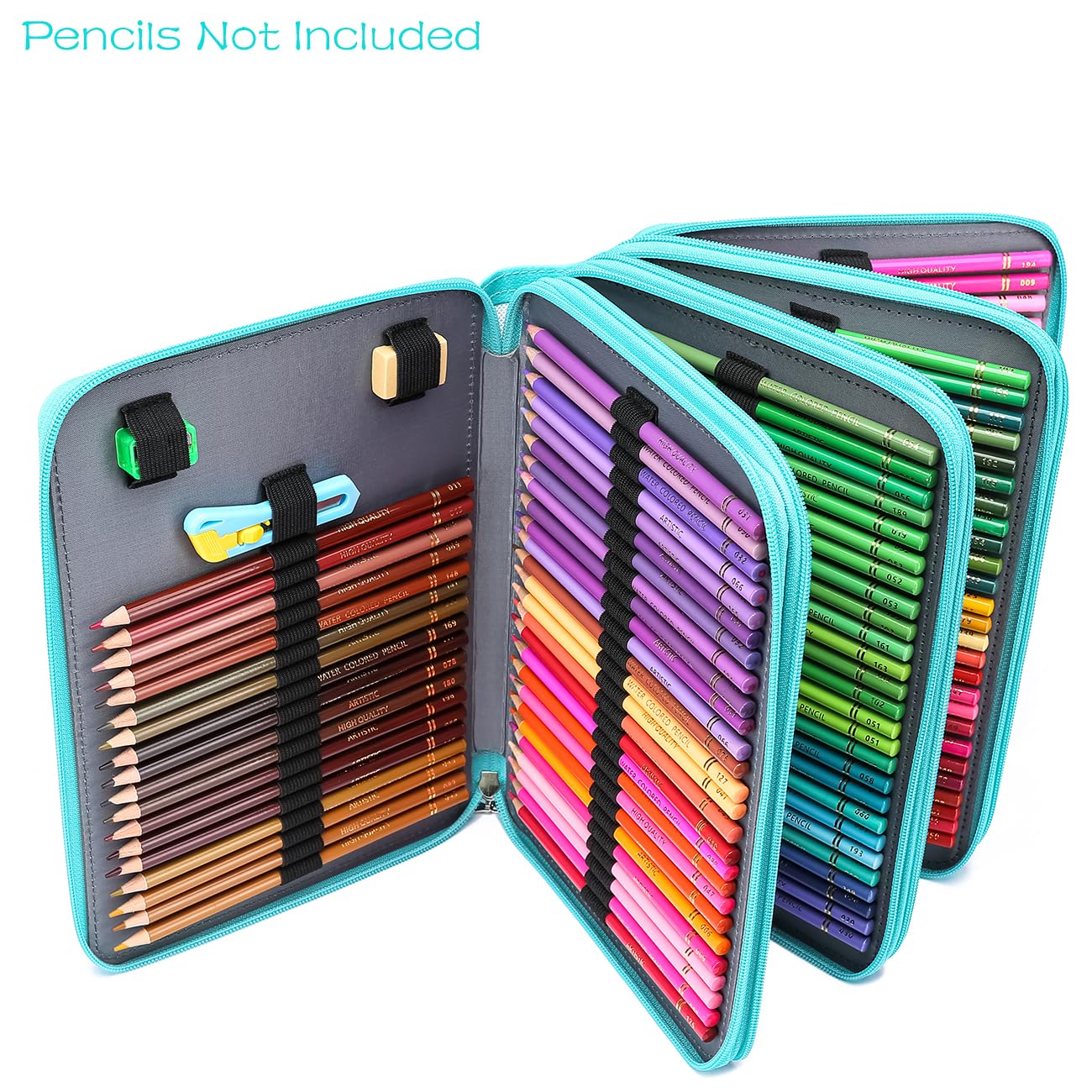 YOUNGCOL 200 Slots Colored Pencil Case - Deluxe PU Leather Pencil Organizer Holder With Zipper