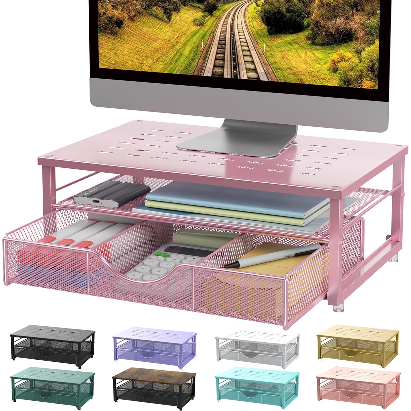 gianotter Computer Monitor Stand Riser with Drawer