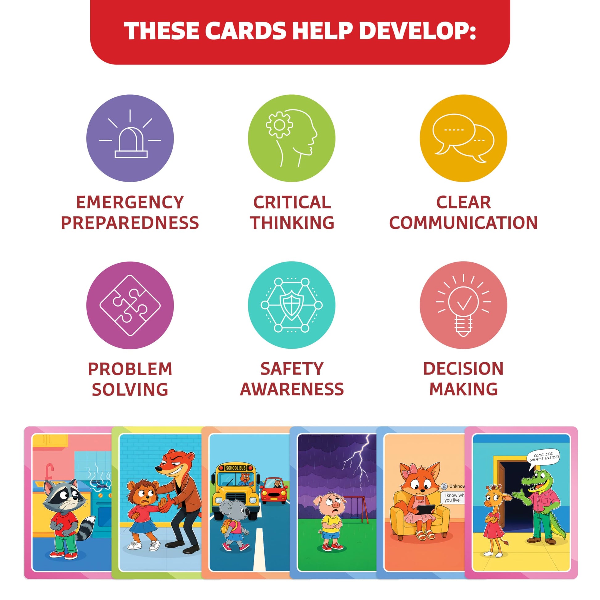 Who What Why Safety Conversation Cards for Kids, SEL Game, Ages 4+