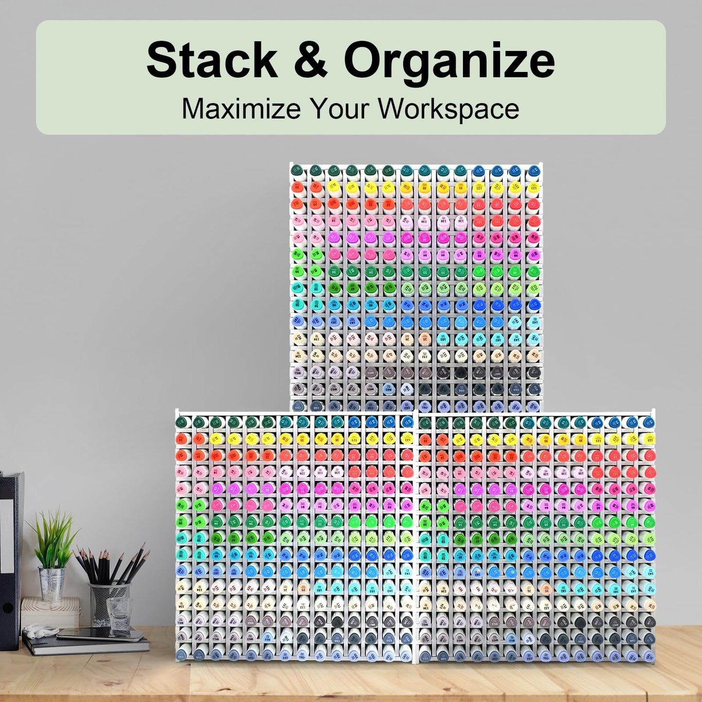 LOSADY Marker Organizer, 210-Slot Marker Holder with Adjustable Dividers